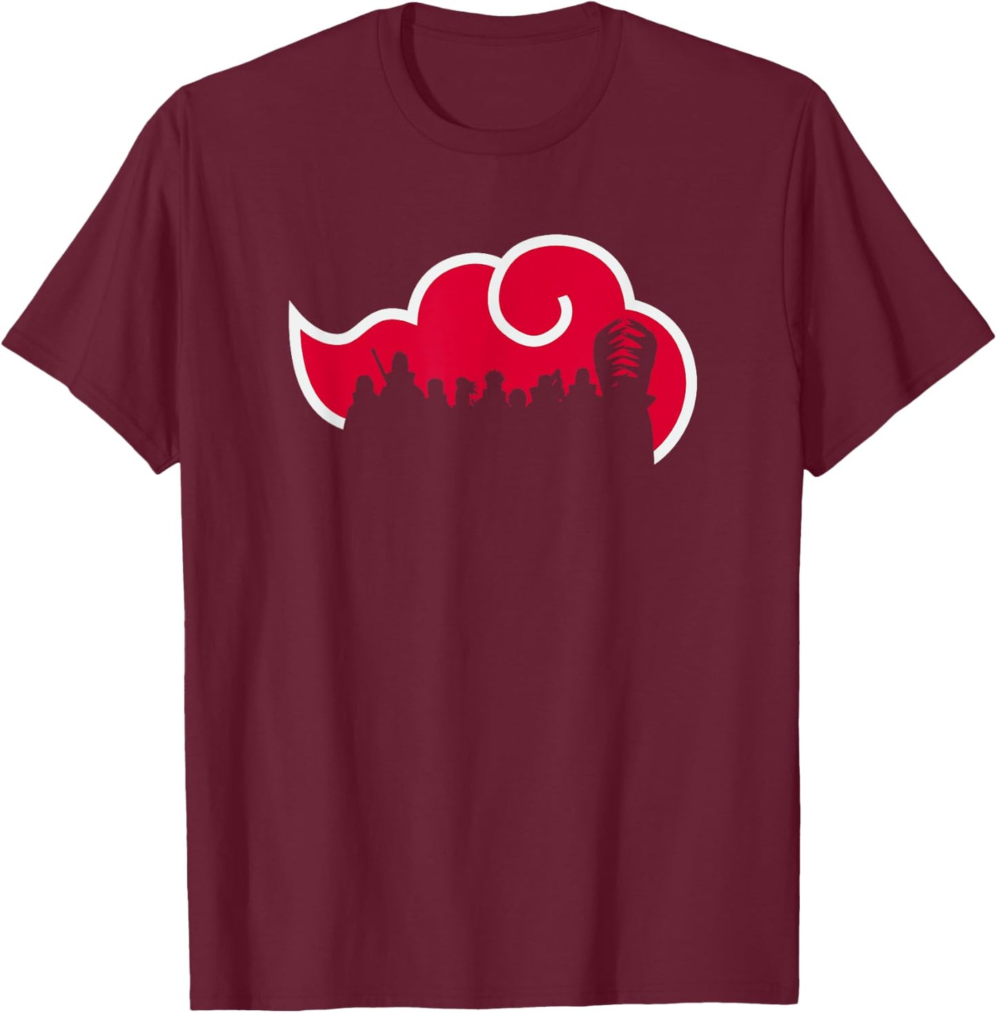 Naruto Shippuden Akatsuki Silhouette Anime T-Shirt - T-Shirt | Maroon
