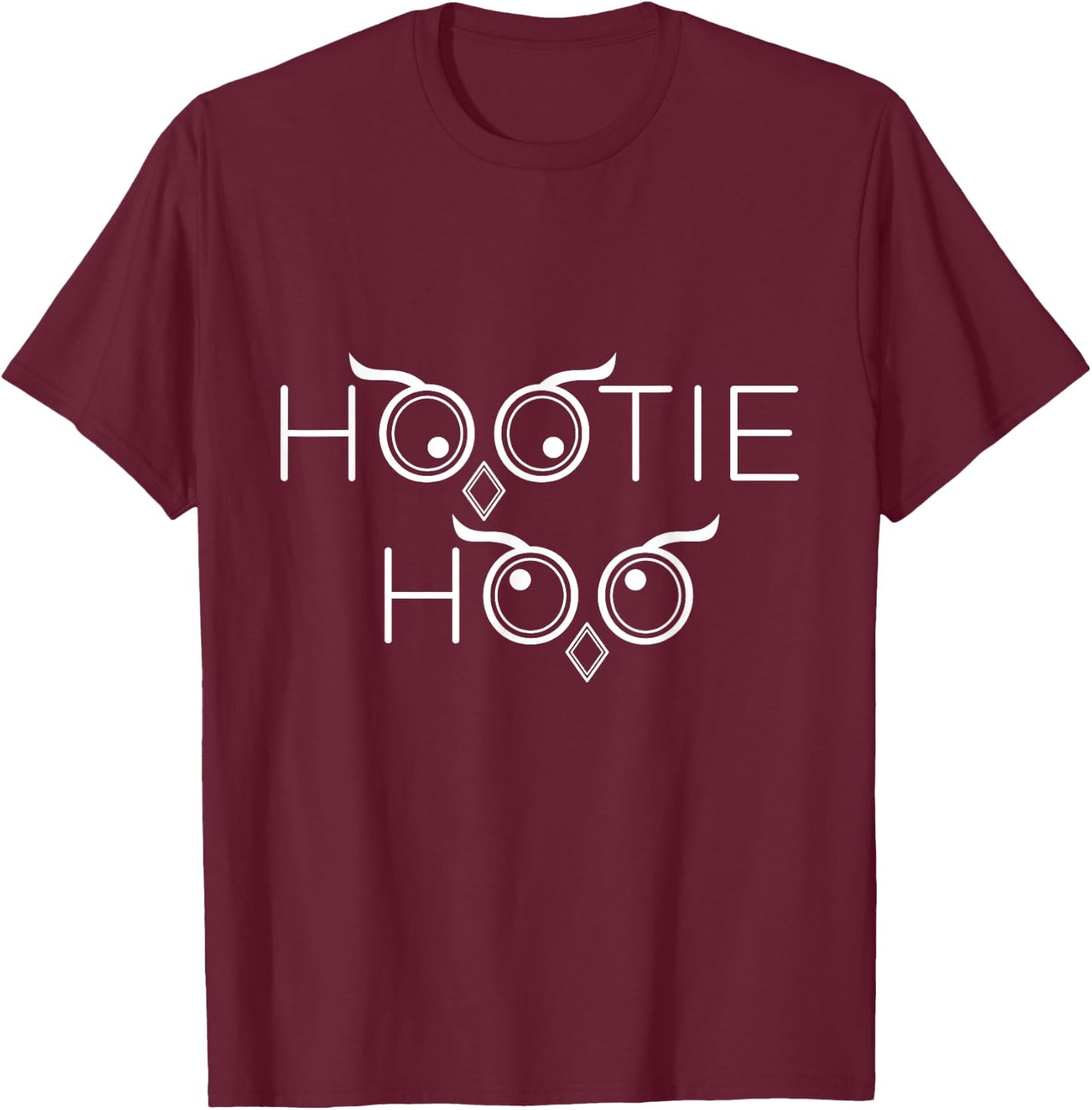 Funny Owl Shirts Hootie Hoo Owl - Blue, , Short Sleeve, Fitted, Adult, Cotton 60% Polyester 40% T-Shirt - T-Shirt | Maroon