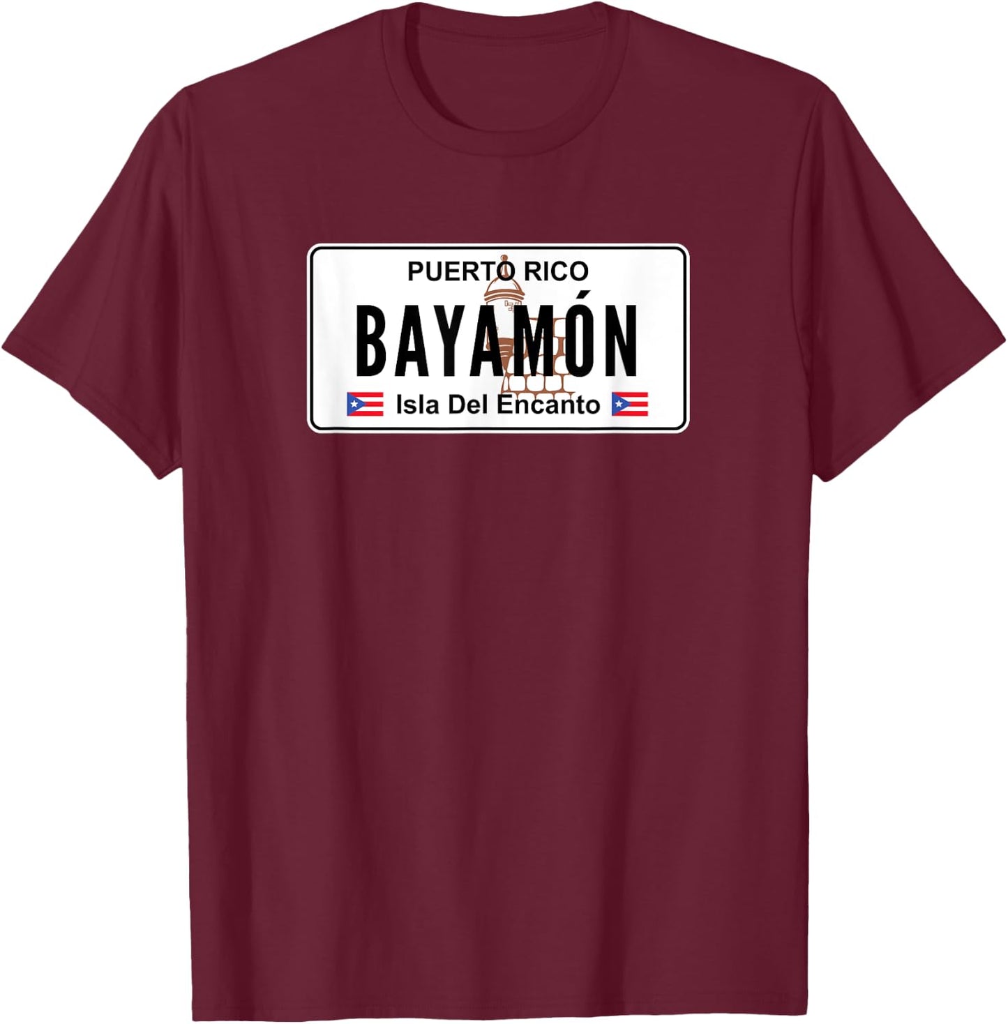 Bayamon - Puerto Rico Pr License Plate T-Shirt - T-Shirt | Maroon