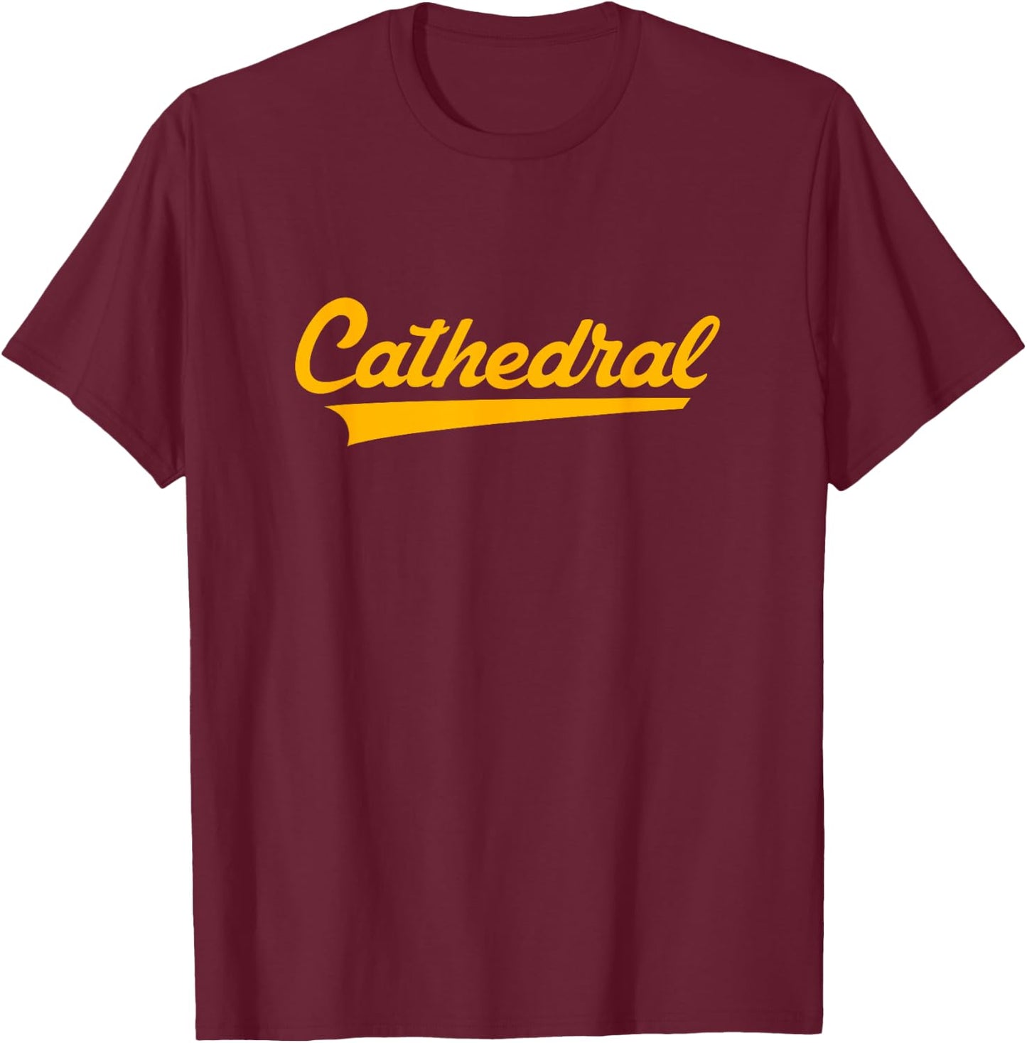 Cathedral High School Vintage Swoosh T-Shirt - T-Shirt | Maroon