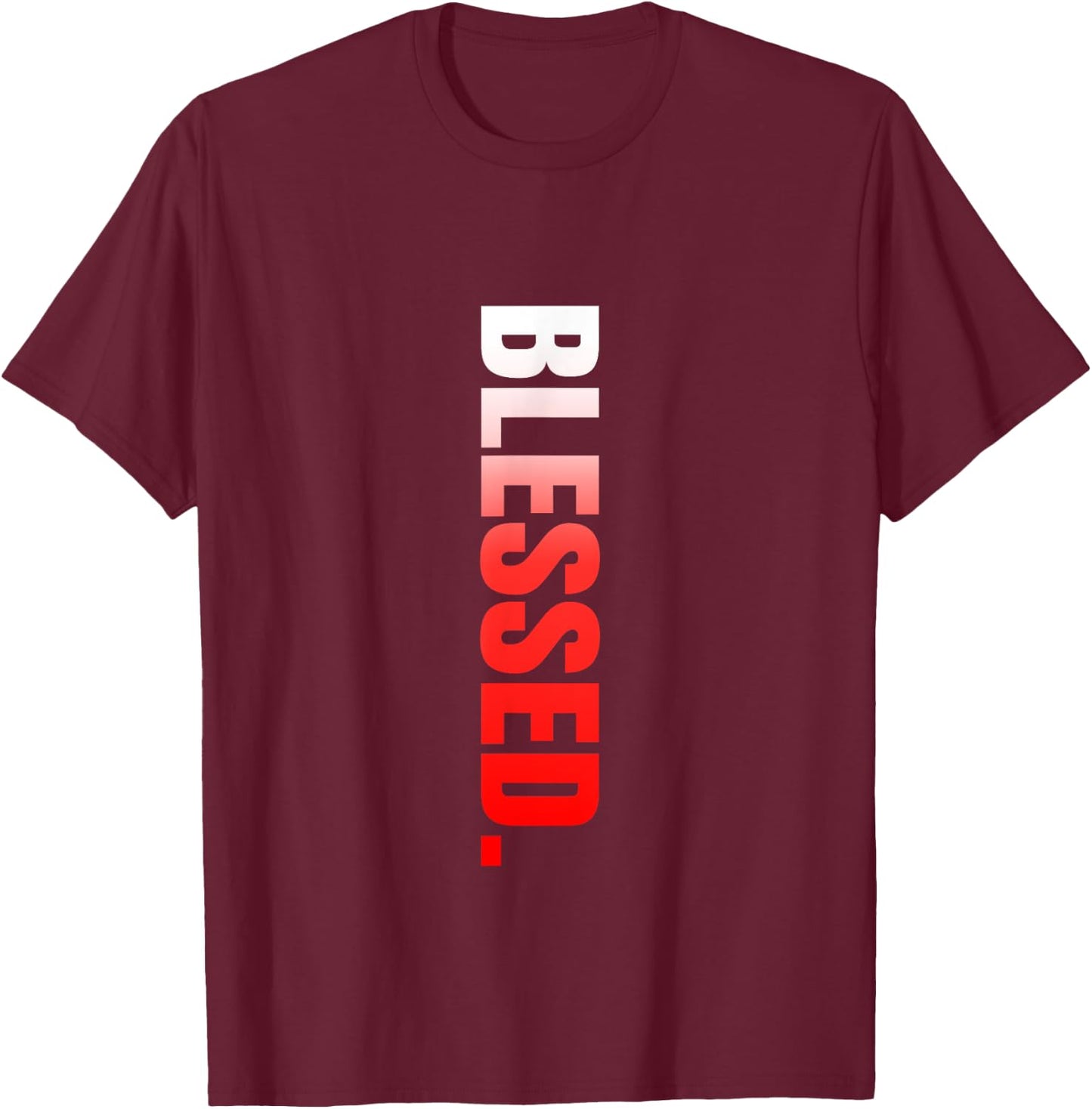 Red Blessed. Vertical Red Color Graphic T-Shirt - T-Shirt | Maroon
