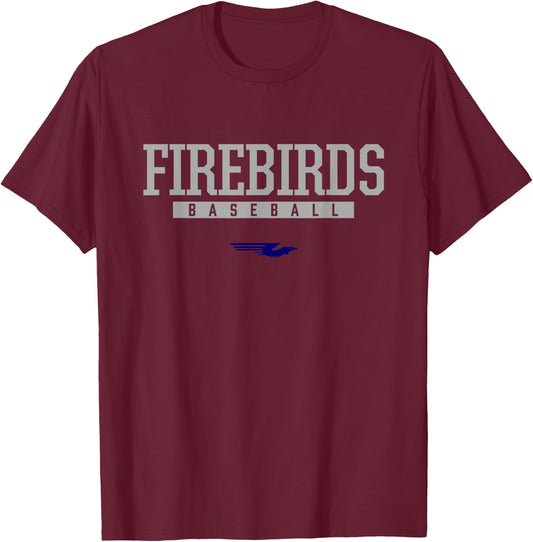 Kettering Fairmont Firebirds Logo Baseball HS T-Shirt - T-Shirt | Maroon