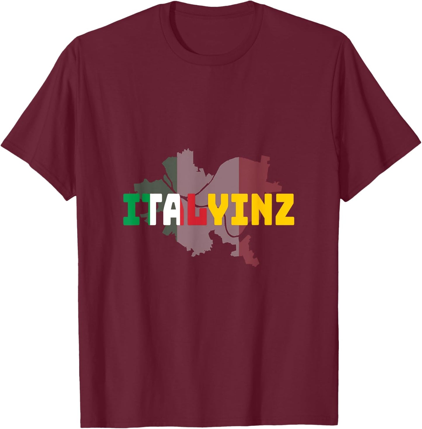 ITALYINZ Pittsburgh Black and Gold Italian Flag T-Shirt - T-Shirt | Maroon