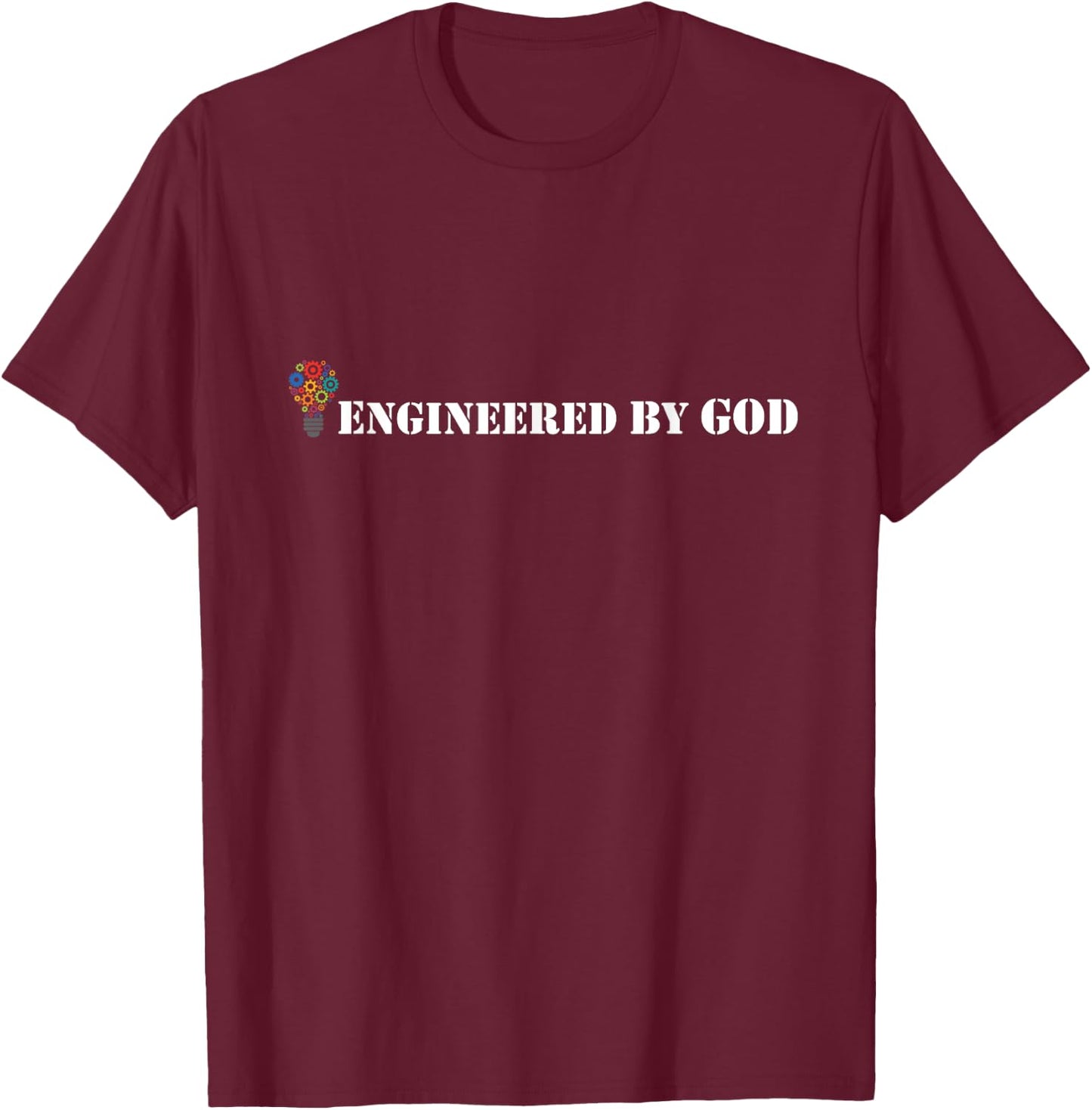 Engineered By God Design Christian Creation T-Shirt - T-Shirt | Maroon
