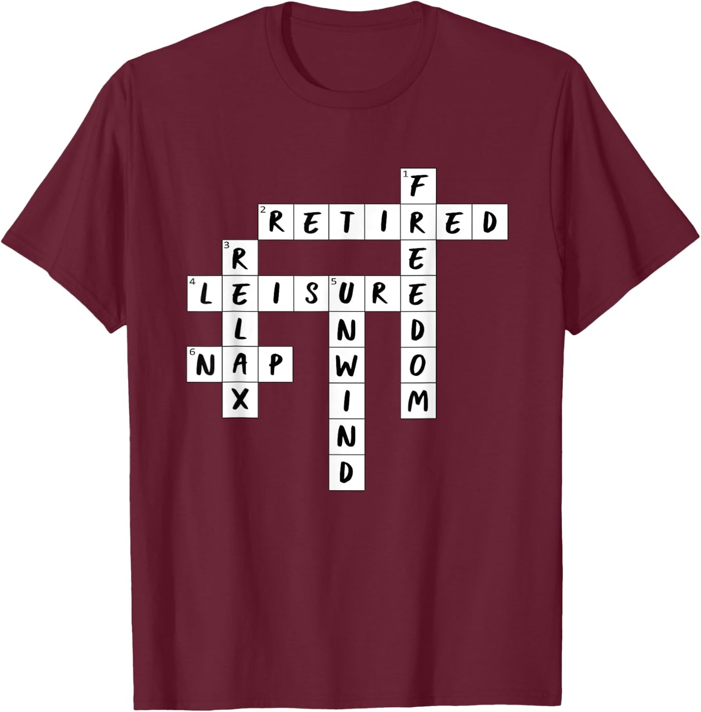 Retirement Crossword Puzzle T-Shirt - T-Shirt | Maroon