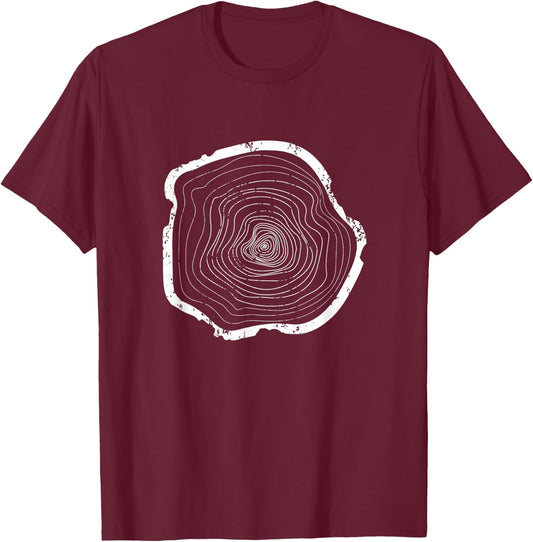 Tree Log Wood Slice Slab T-Shirt - T-Shirt | Maroon