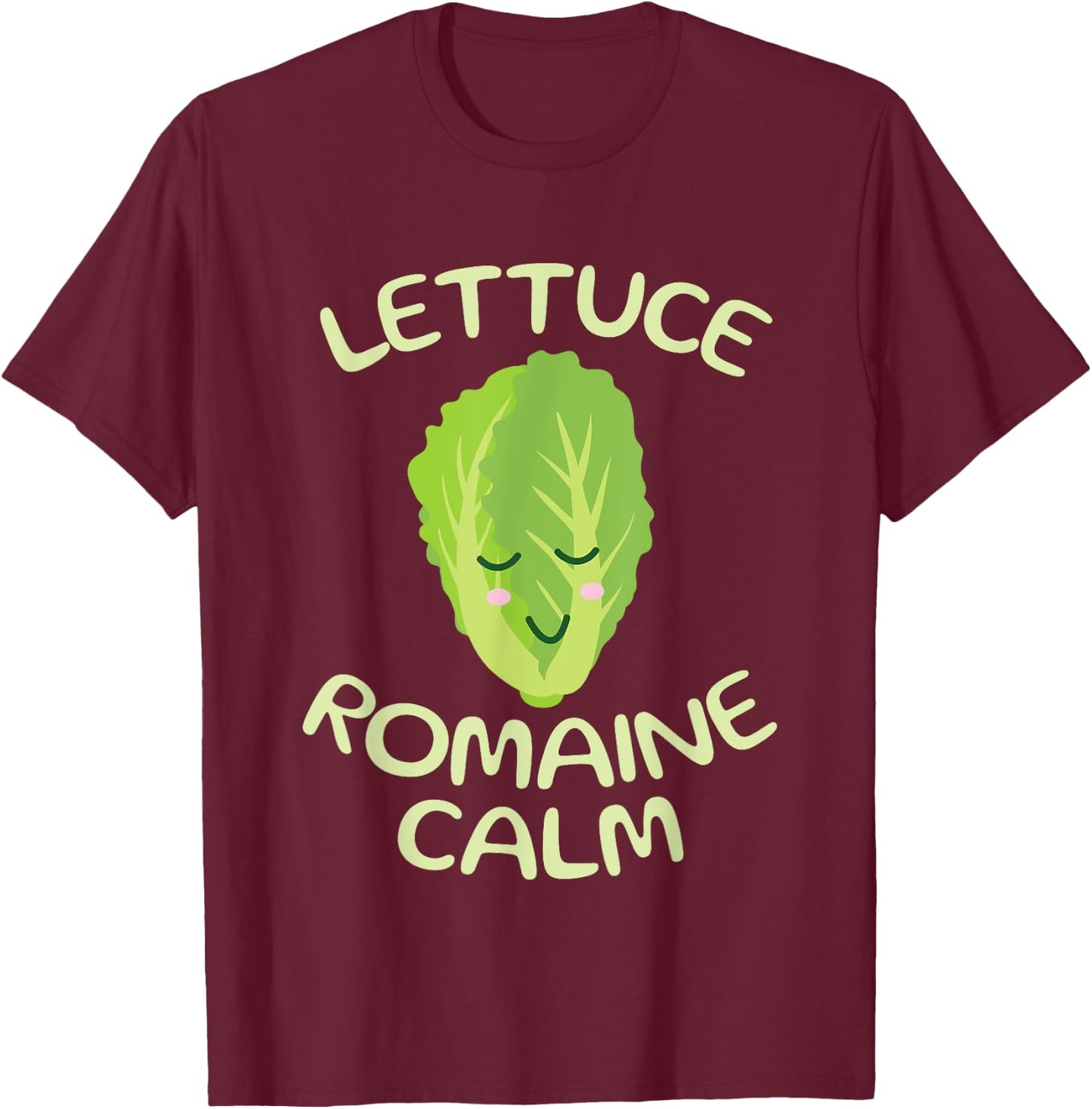 Vegan Vegetarian Unique Gifts Apparel Vegan Lettuce Romaine Calm Funny Vegetarian Vegetables Yoga T-Shirt - T-Shirt | Maroon