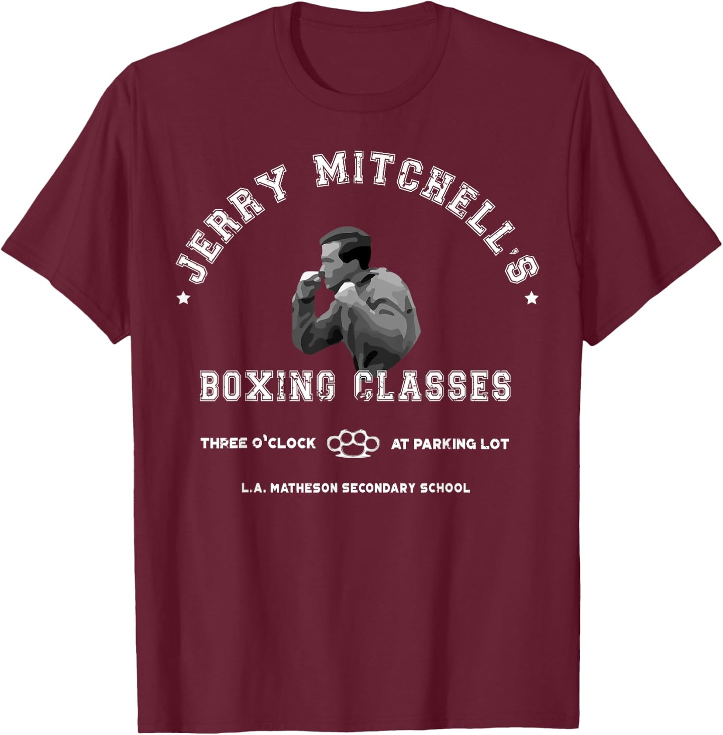 Three O'Clock Boxing Classes T Shirt, Cult Geek Fighter T-Shirt - T-Shirt | Maroon