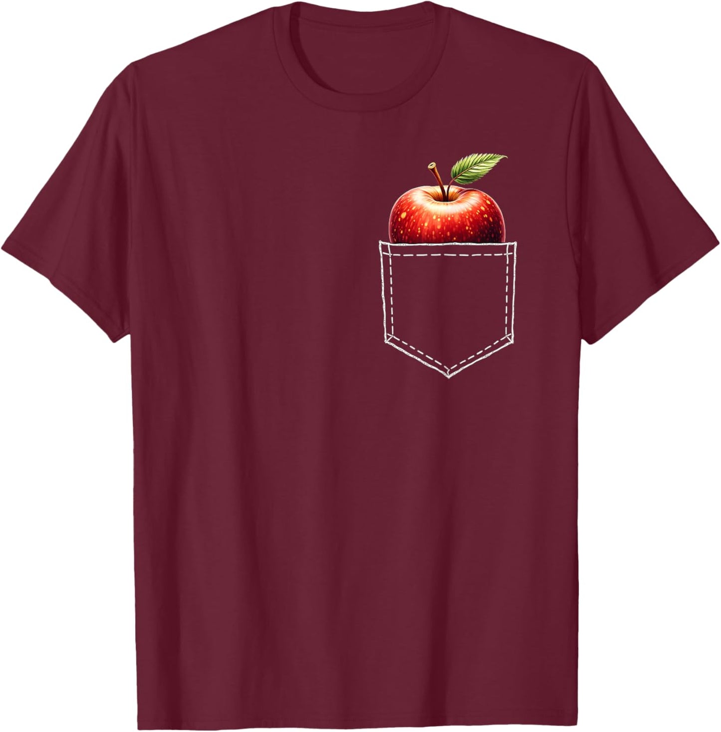 Cute Apple In The Pocket T-Shirt - T-Shirt | Maroon