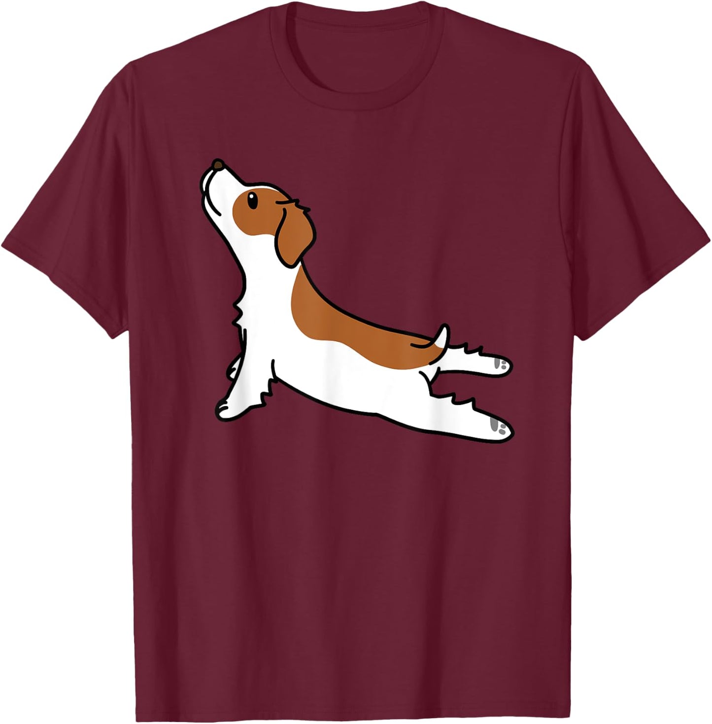 Epagneul Breton Yoga Pose Funny Dog Gift T-Shirt - T-Shirt | Maroon