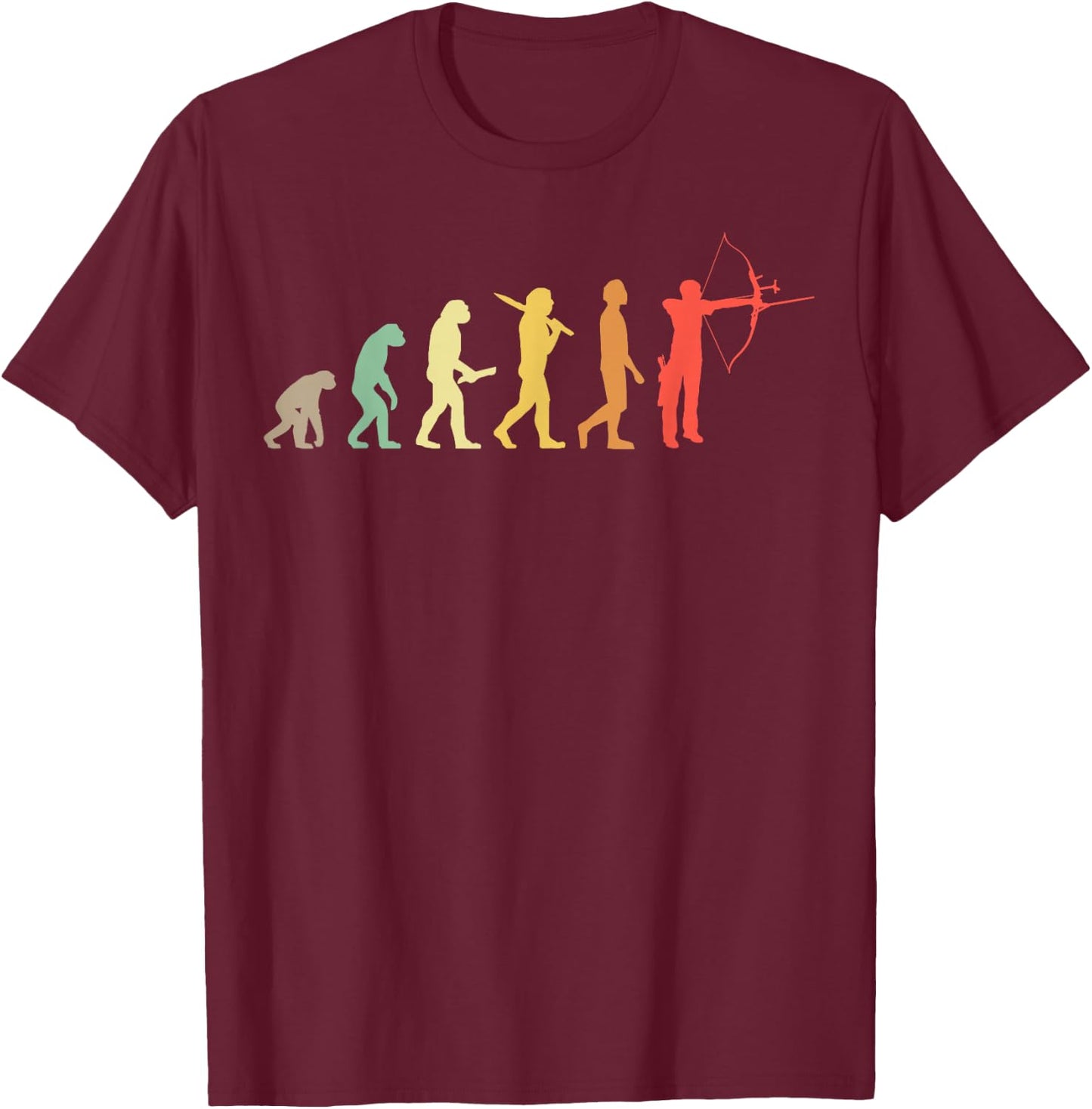 Retro Archery Evolution Gift Archers T-Shirt - T-Shirt | Maroon