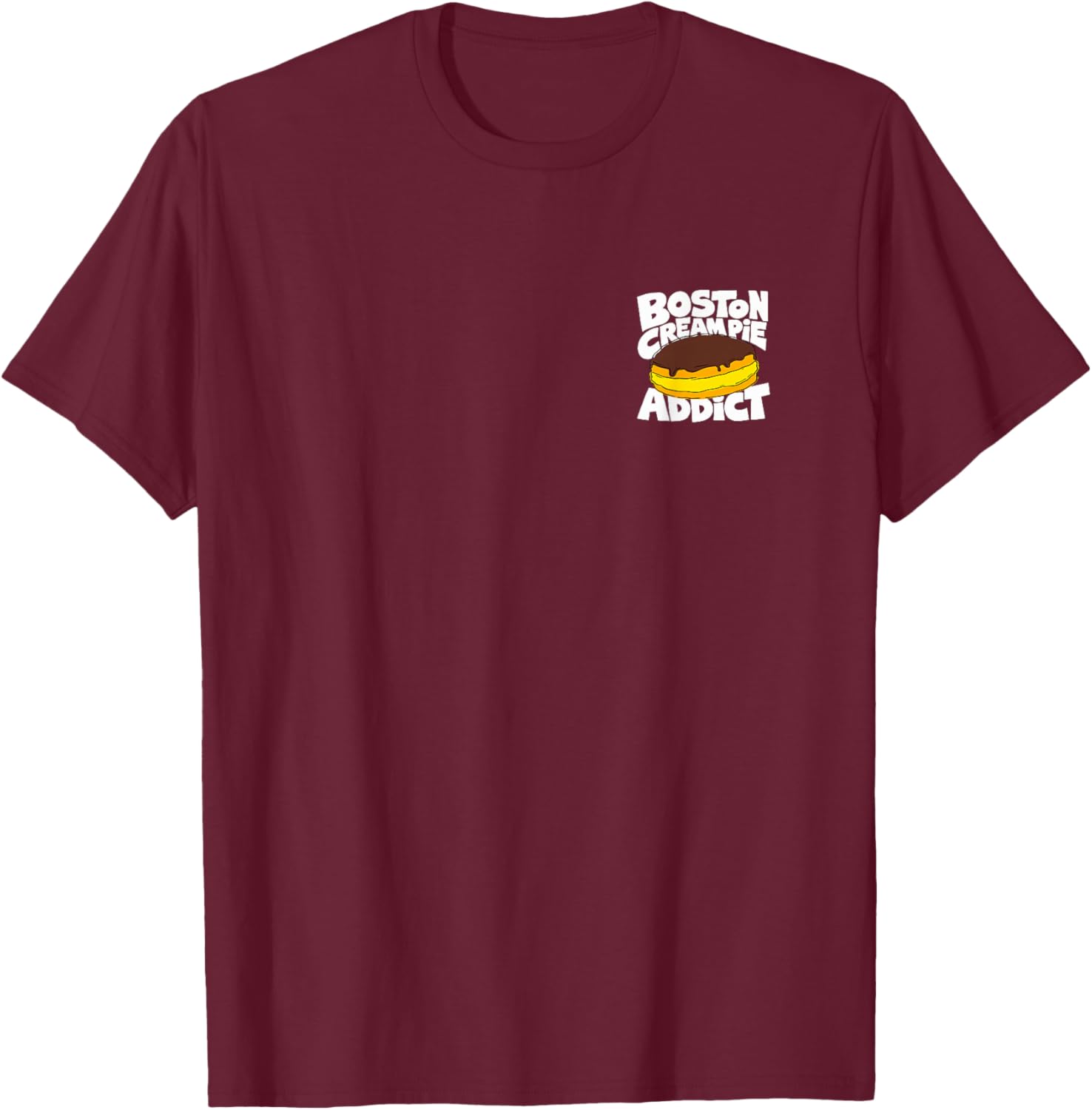 Boston Cream Pie Minimalist Badge Patch T-Shirt - T-Shirt | Maroon