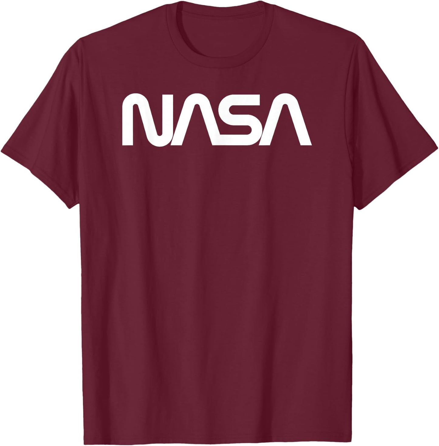 NASA Worm Logo White Vintage Space Exploration T-Shirt - T-Shirt | Maroon