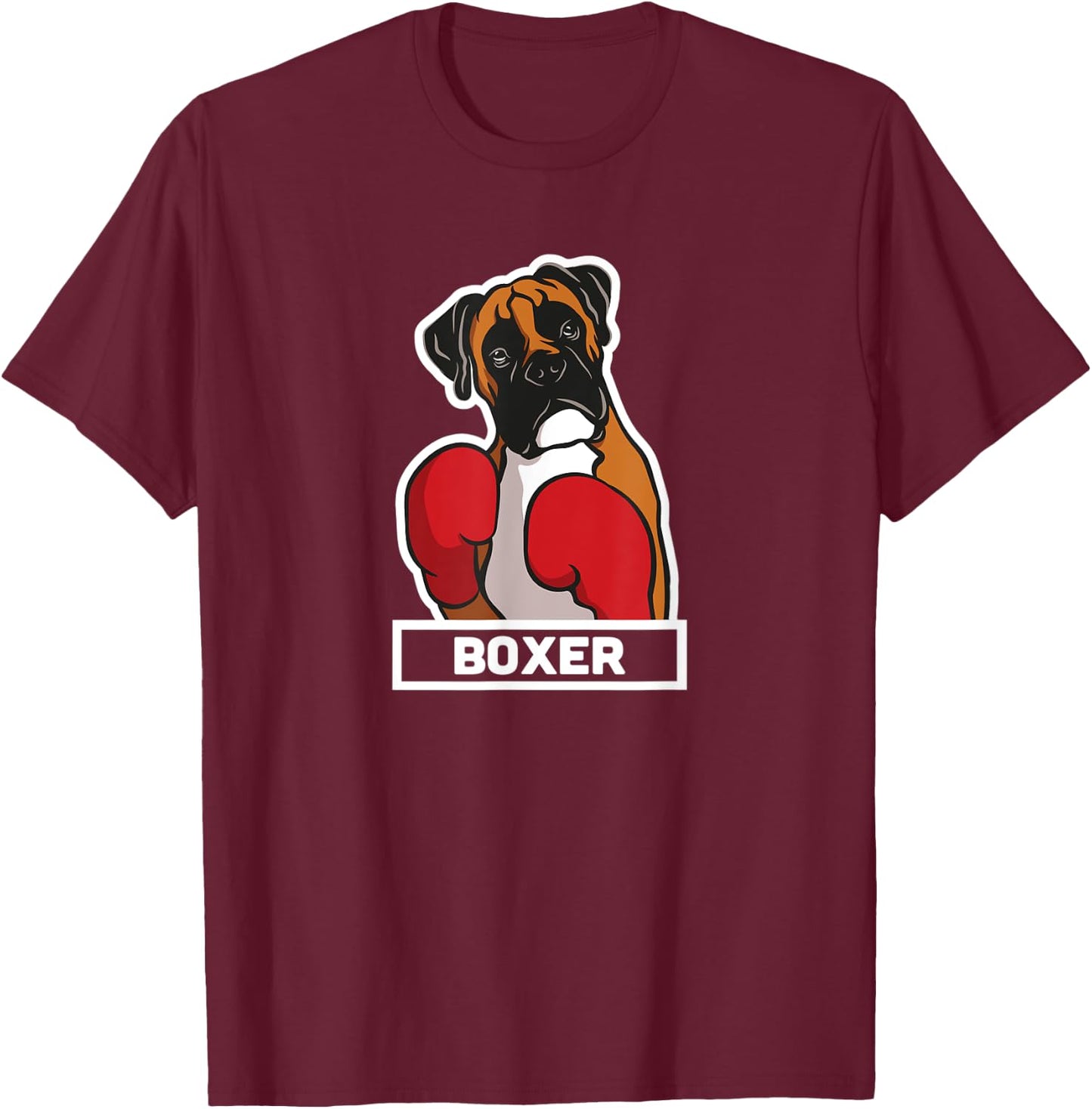 Boxer Dog Boxing Gloves Funny Boxing Women Kids T-Shirt - T-Shirt | Maroon