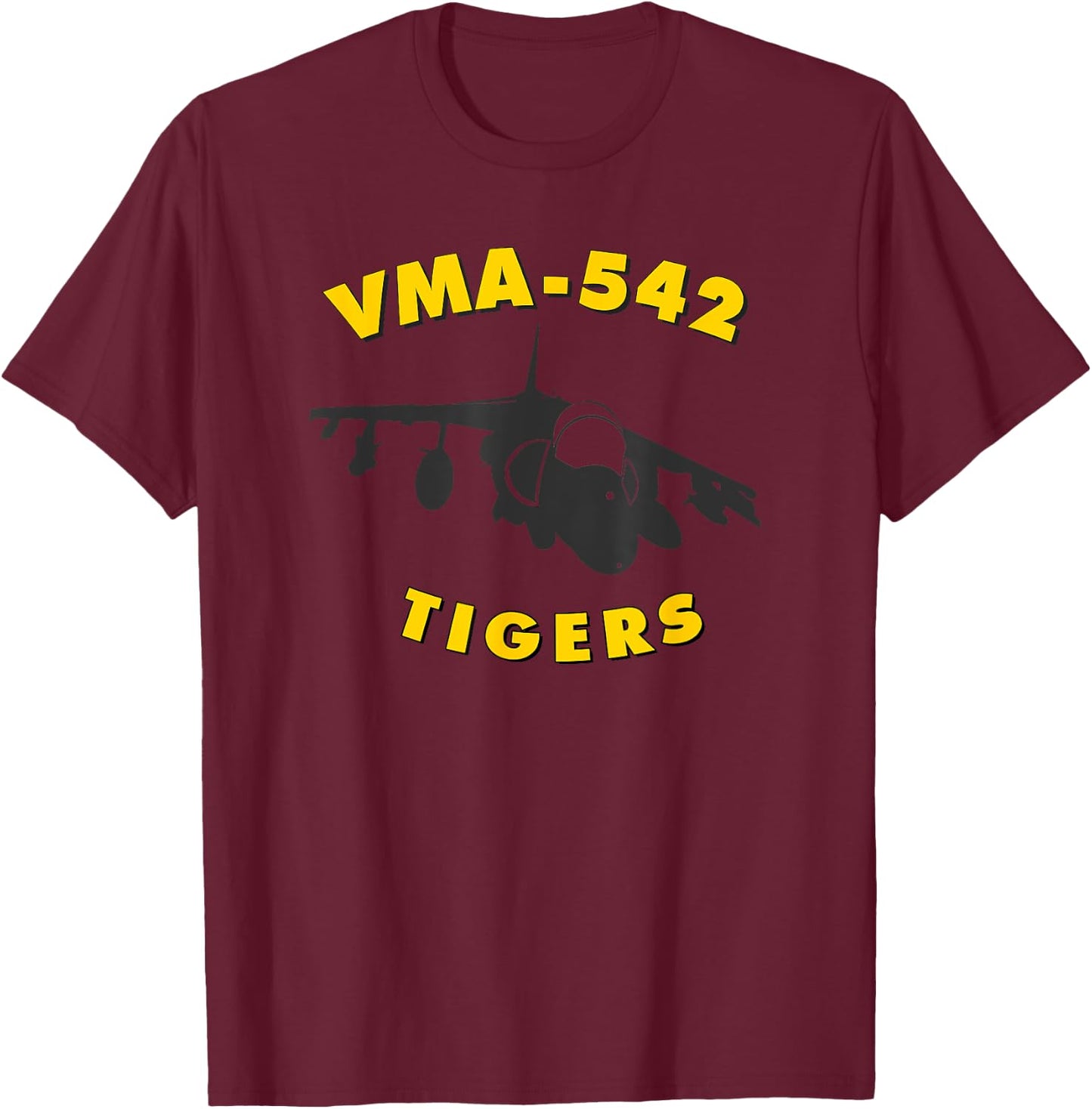 VMA-542 Tigers Attack Squadron AV-8B Harrier T-Shirt - T-Shirt | Maroon