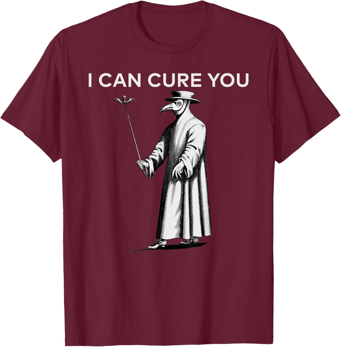 Vintage Plague Doctor Black Plague Black Death Macabre T-Shirt - T-Shirt | Maroon