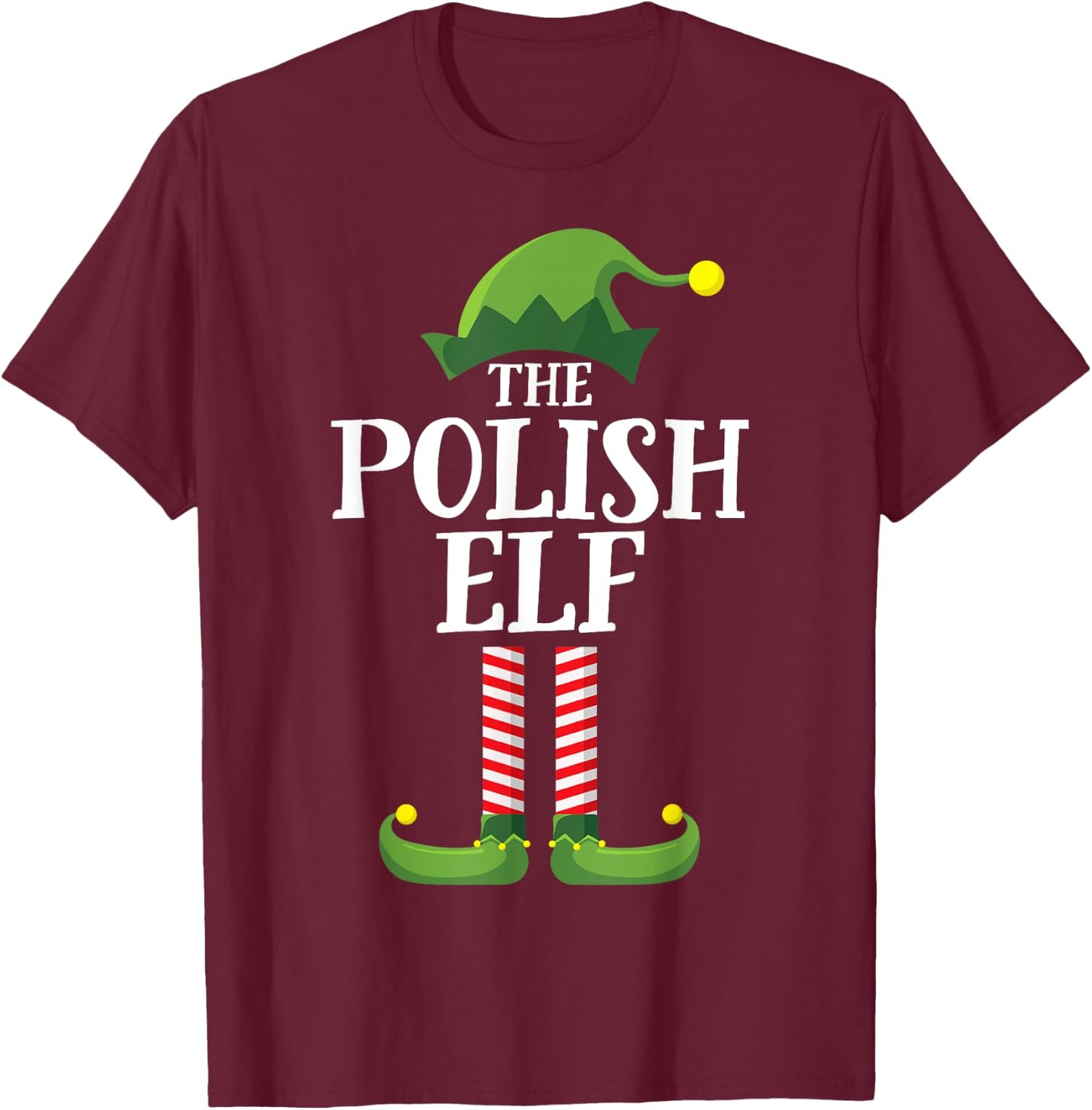 Polish Elf Matching Family Group Christmas Party Pyjamas T-Shirt - T-Shirt | Maroon