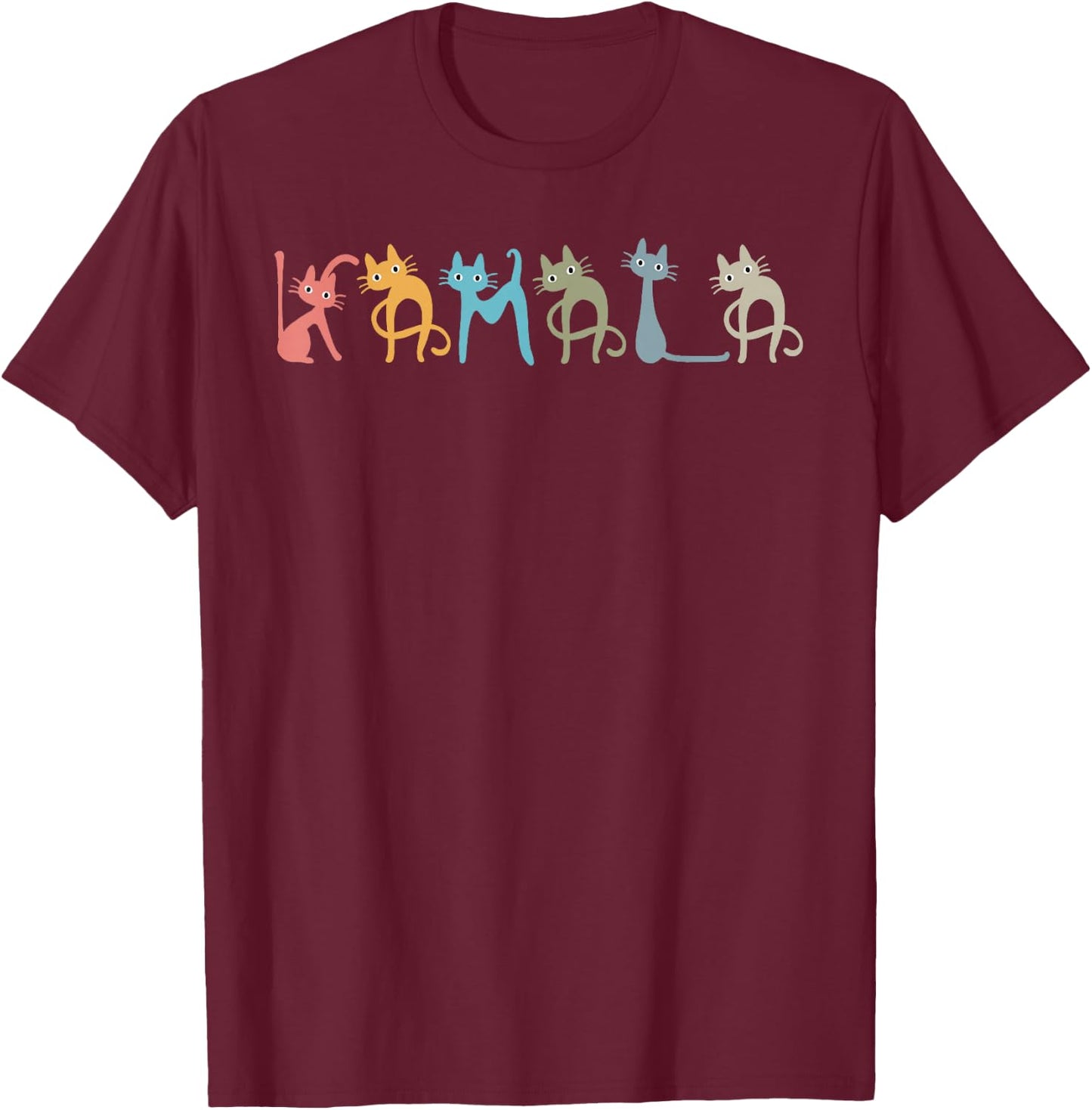 Kamala Harris Cat Lettering Funny Cat Ladies for Kamala T-Shirt - T-Shirt | Maroon