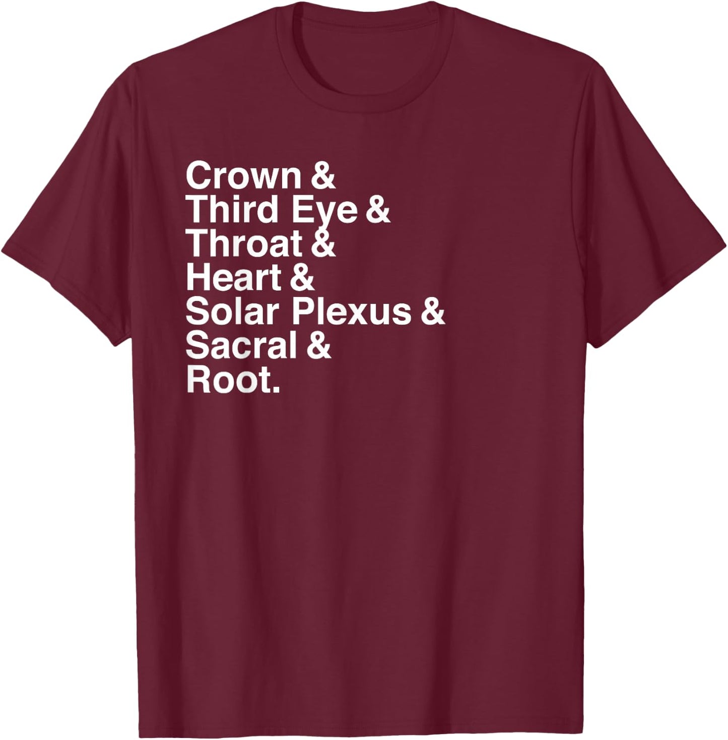 Yoga, Seven Chakras Helvetica Graphic T-Shirt - T-Shirt | Maroon