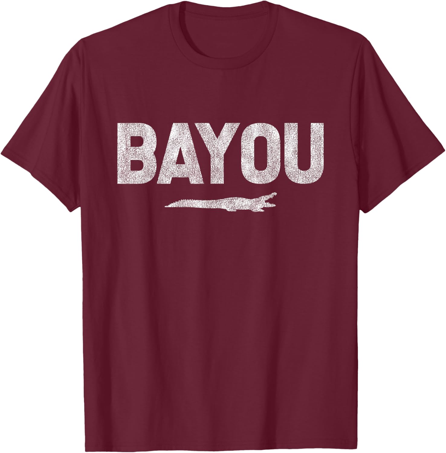 BAYOU ALLIGATOR Distressed T-Shirt - T-Shirt | Maroon