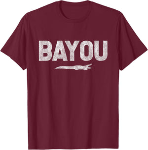 BAYOU ALLIGATOR Distressed T-Shirt - T-Shirt | Maroon