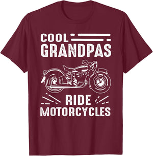 Cool Grandpas Ride MotorCycles - Funny Grand Father Biker T-Shirt - T-Shirt | Maroon