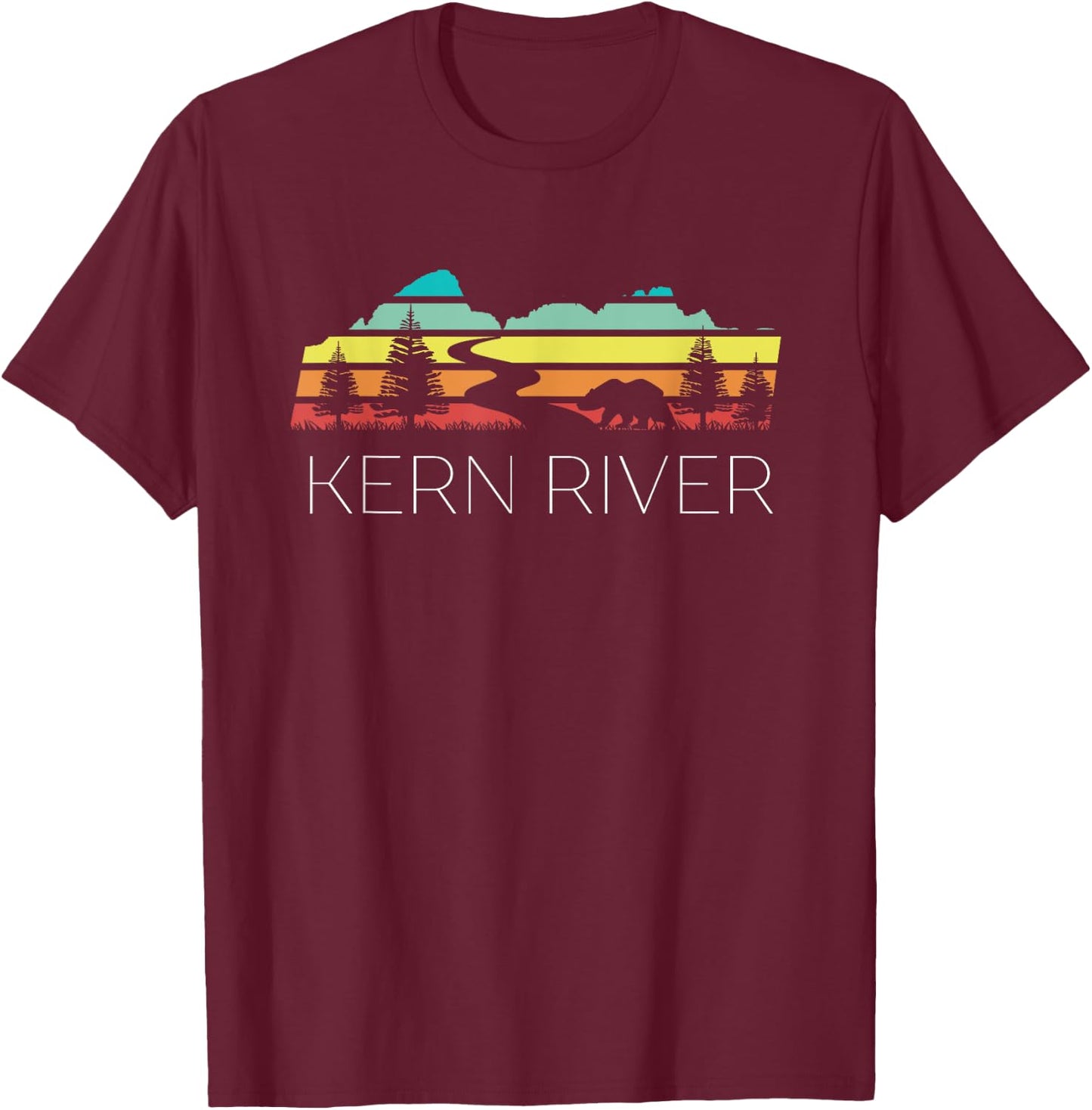 Kern River California Sequoia Forest Kernville Retro Camping T-Shirt - T-Shirt | Maroon
