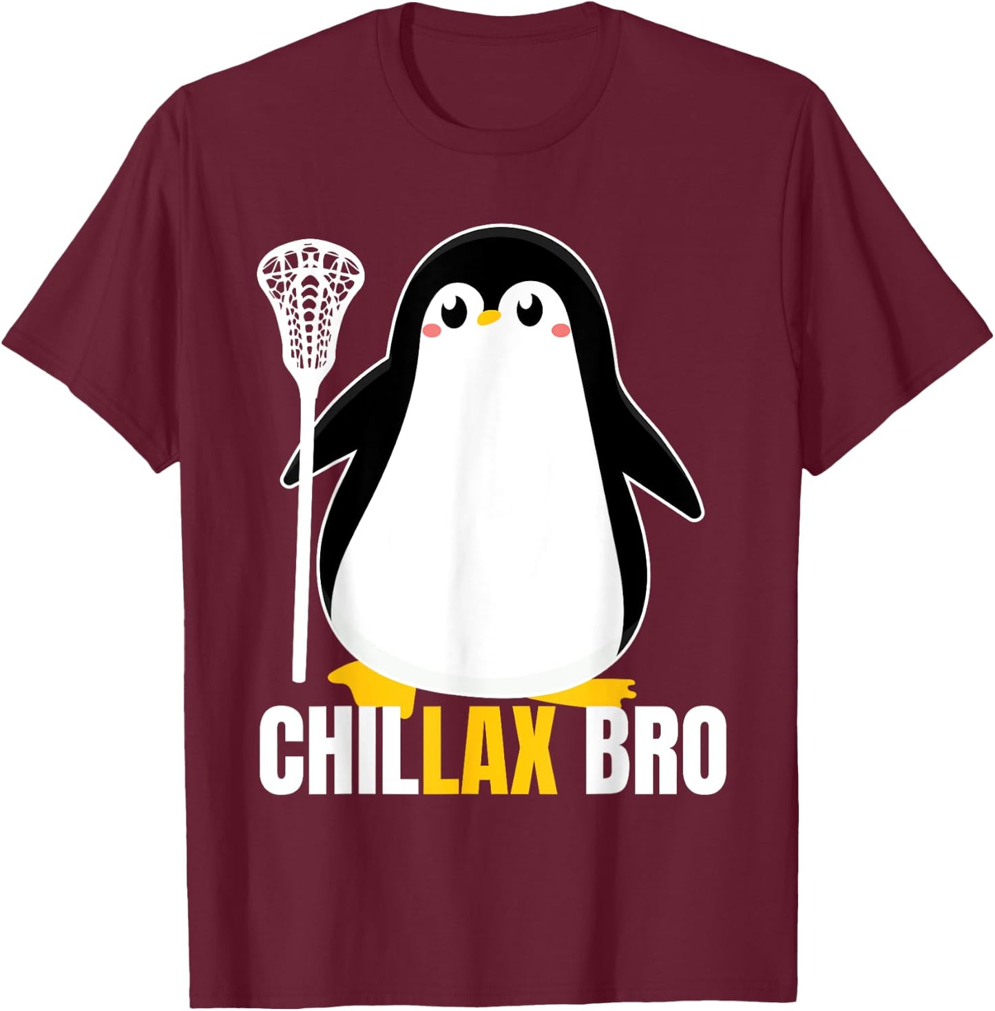 Lacrosse Penguin Funny LaX Team Lacrosse Christmas Pj T-Shirt - T-Shirt | Maroon