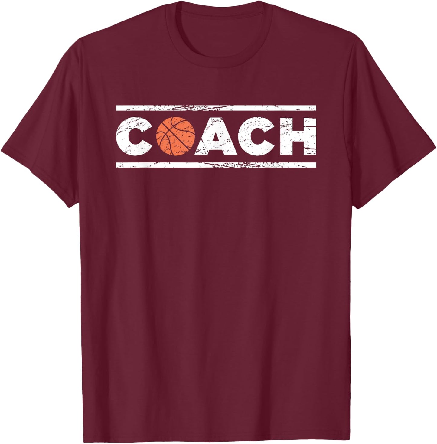 Distressed Basketball Coach T-Shirt - T-Shirt | Maroon