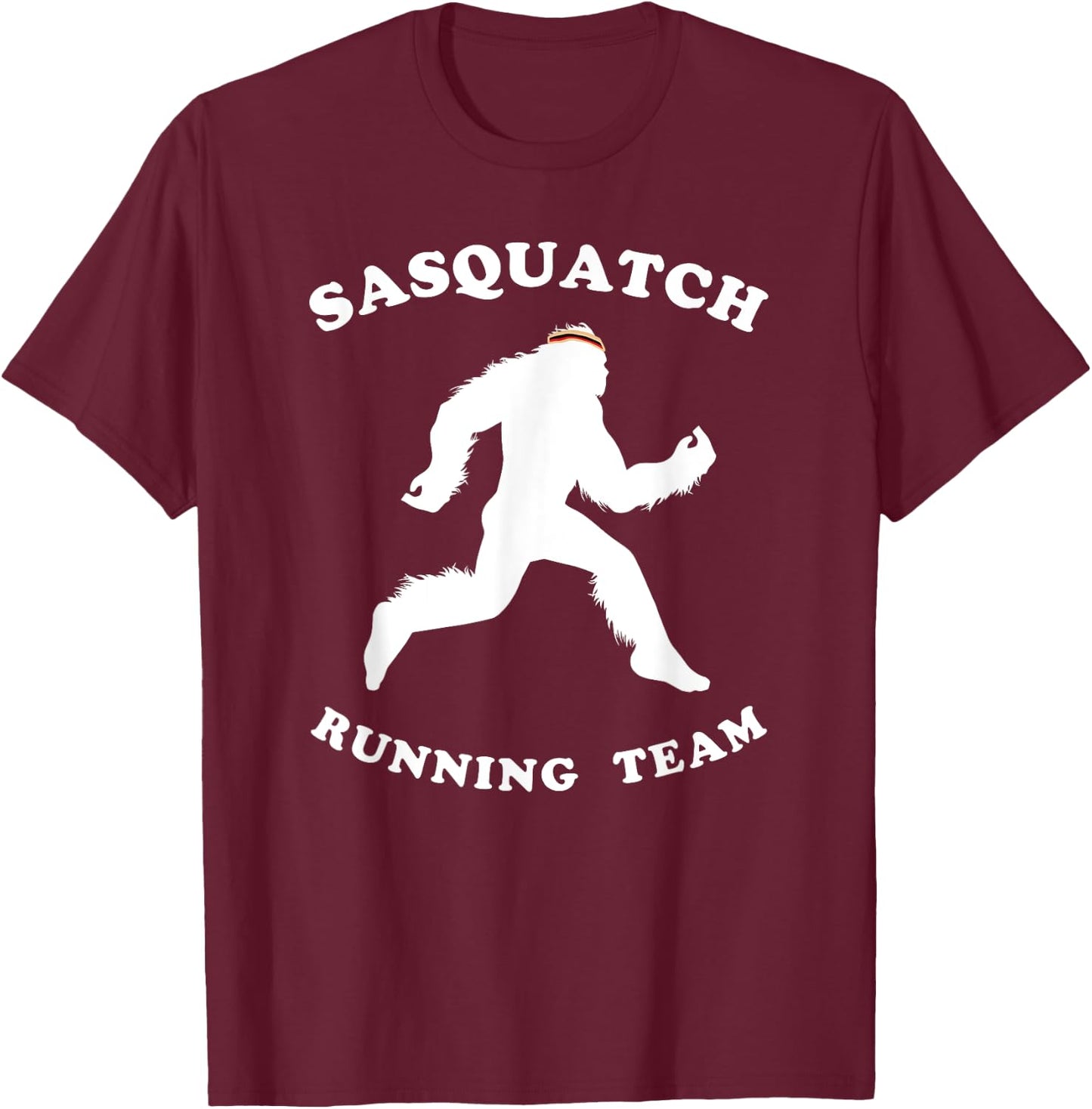 Sasquatch Running Team Shirt, Ape Man Marathon Runner T-Shirt - T-Shirt | Maroon