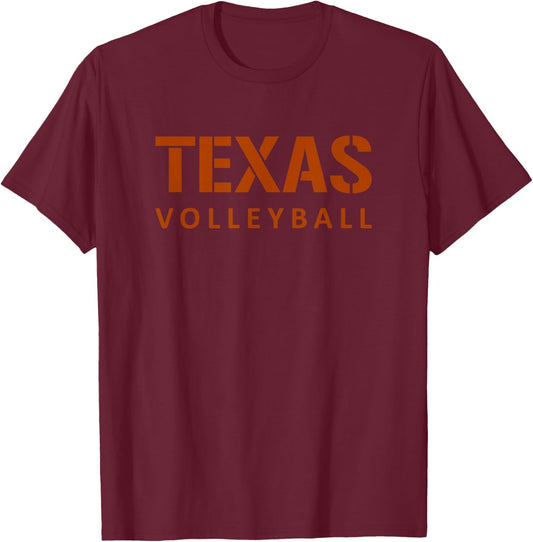 Texas Volleyball Block Style T-Shirt - T-Shirt | Maroon