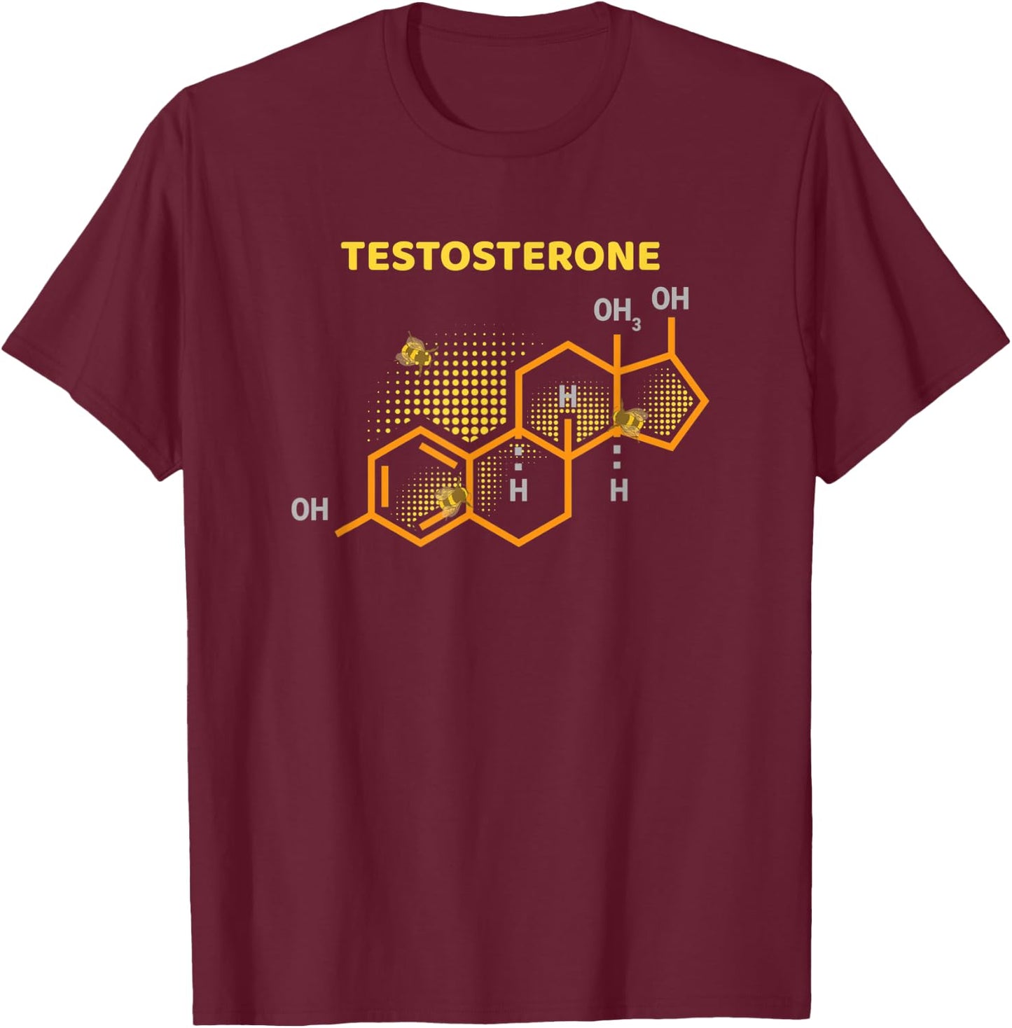 Testosterone Male Chemical Structure Hormone T-Shirt - T-Shirt | Maroon