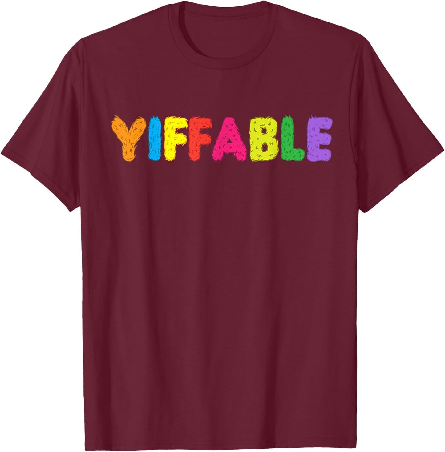 Furry shirt - Yiffable Rainbow Yiff T-Shirt - T-Shirt | Maroon