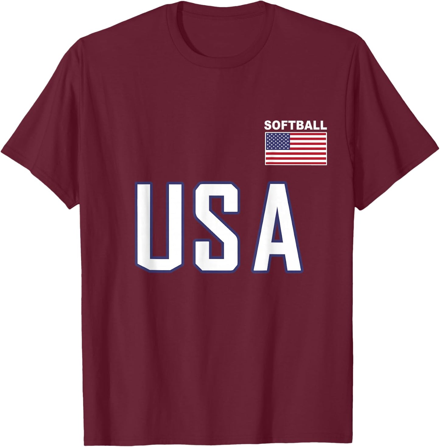 USA Flag Softball Pocket Team Jersey Gift Top T-Shirt - T-Shirt | Maroon