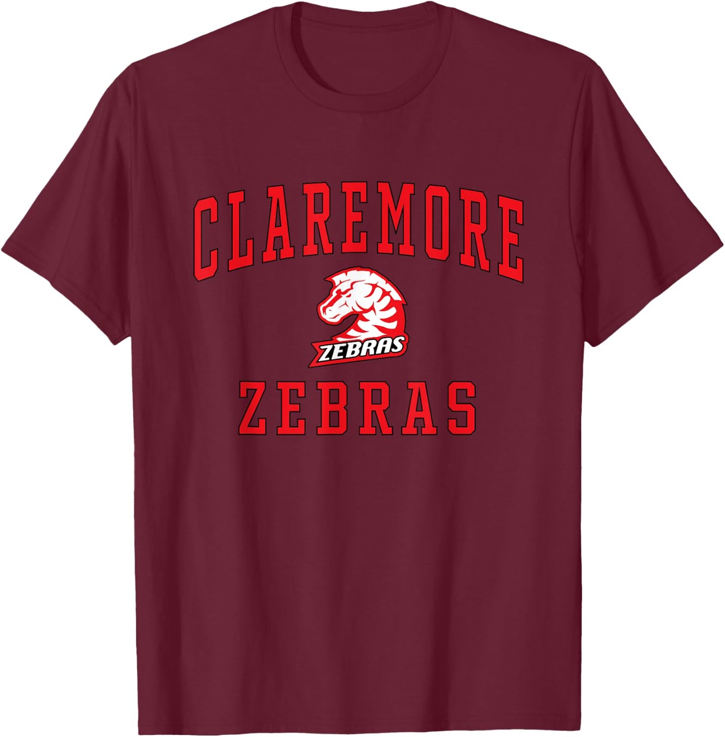 Claremore High School Zebras C1 T-Shirt - T-Shirt | Maroon