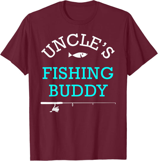 Uncles Fishing Buddy Shirt Cute Kids Gift T-Shirt - T-Shirt | Maroon