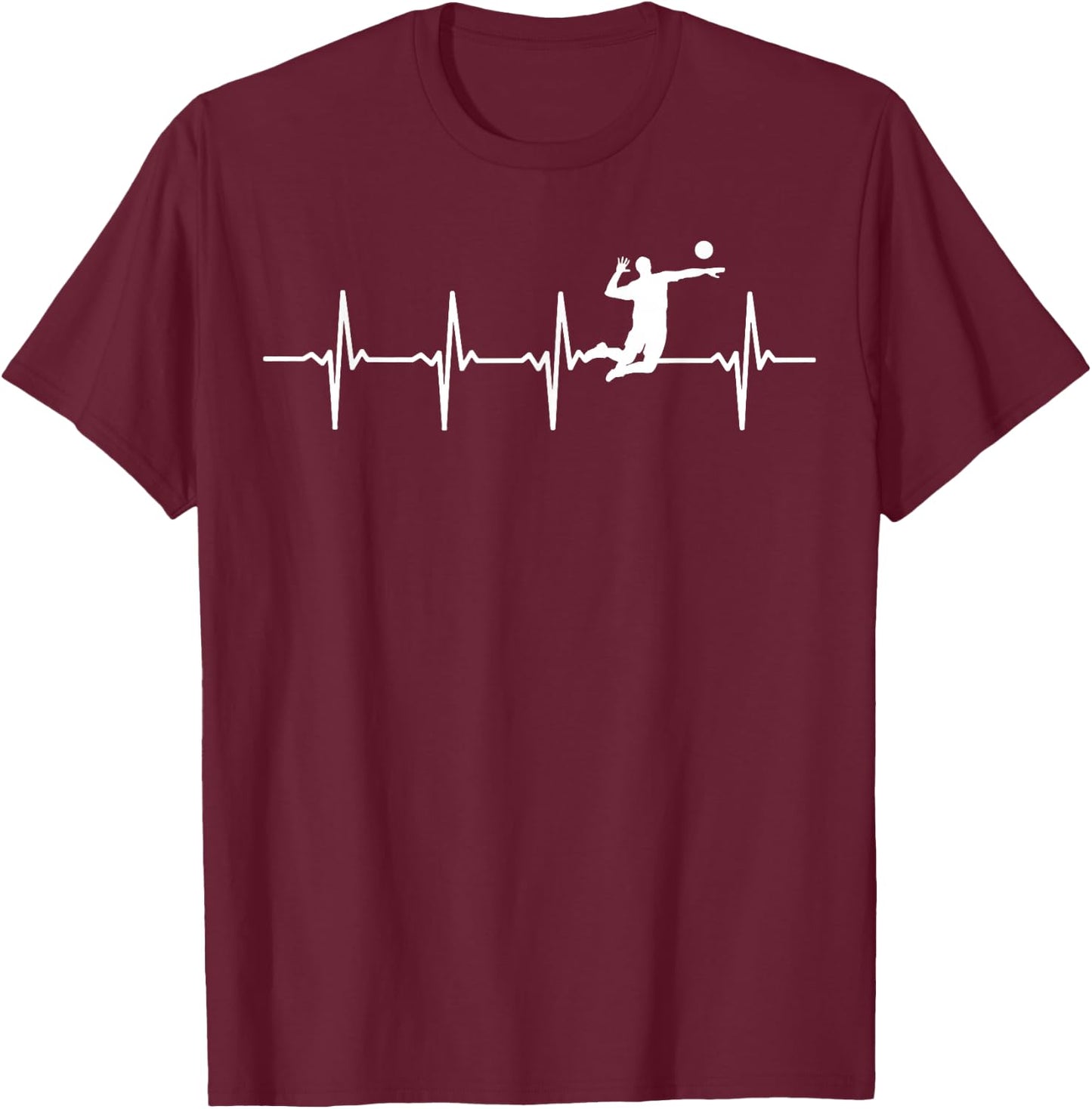 Volleyball Heartbeat - Volleyball Player T-Shirt - T-Shirt | Maroon