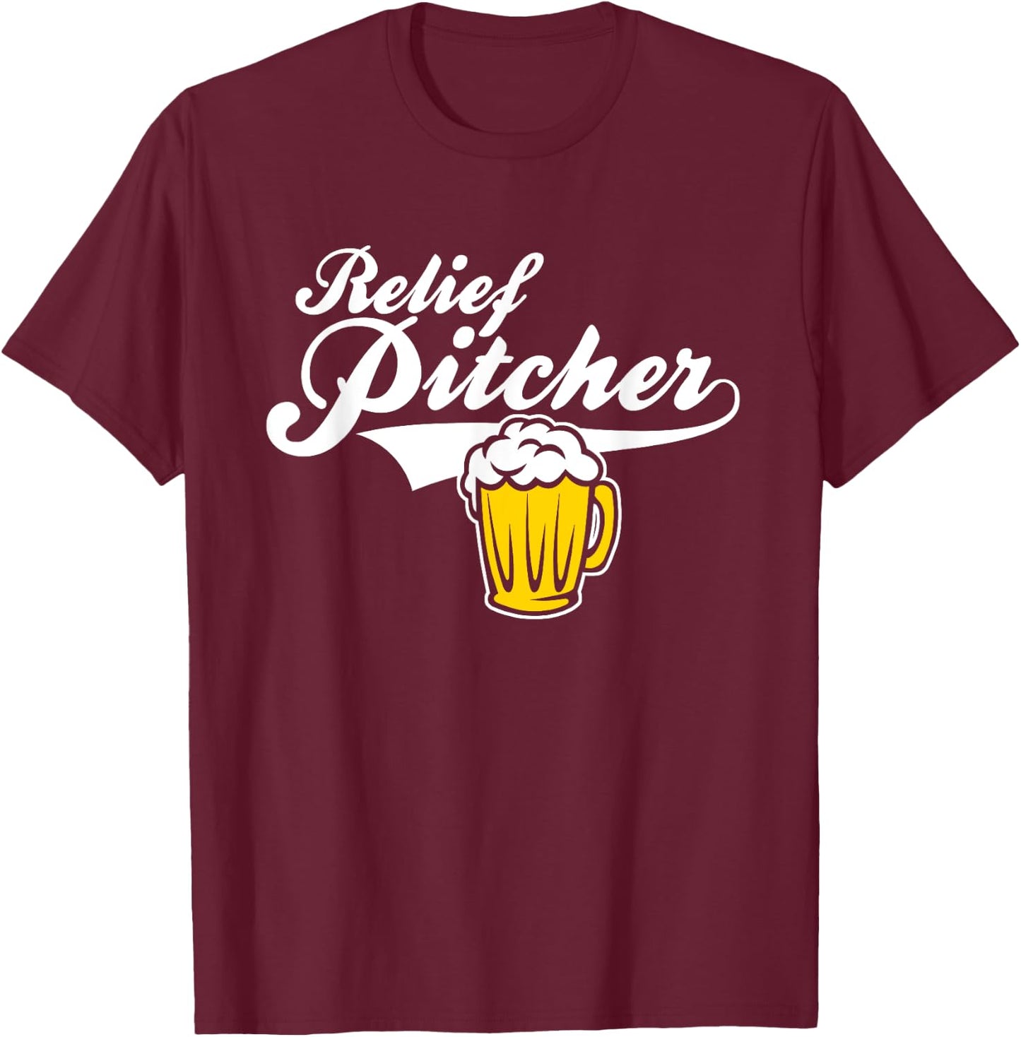 Relief Pitcher - Beer and baseball T-Shirt - T-Shirt | Maroon