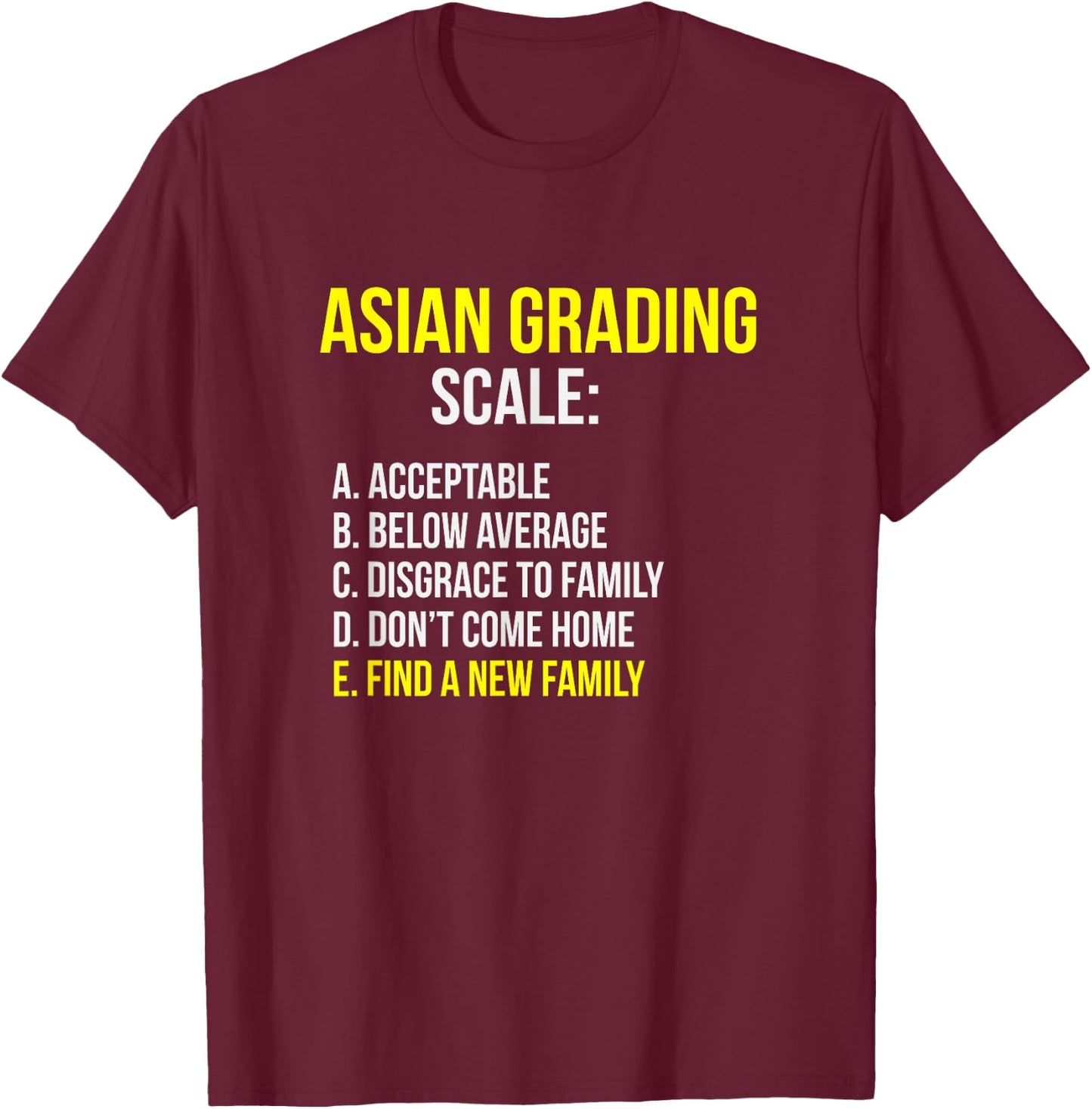 Asian Grades Career Student Funny Tiger Parenting T-Shirt - T-Shirt | Maroon
