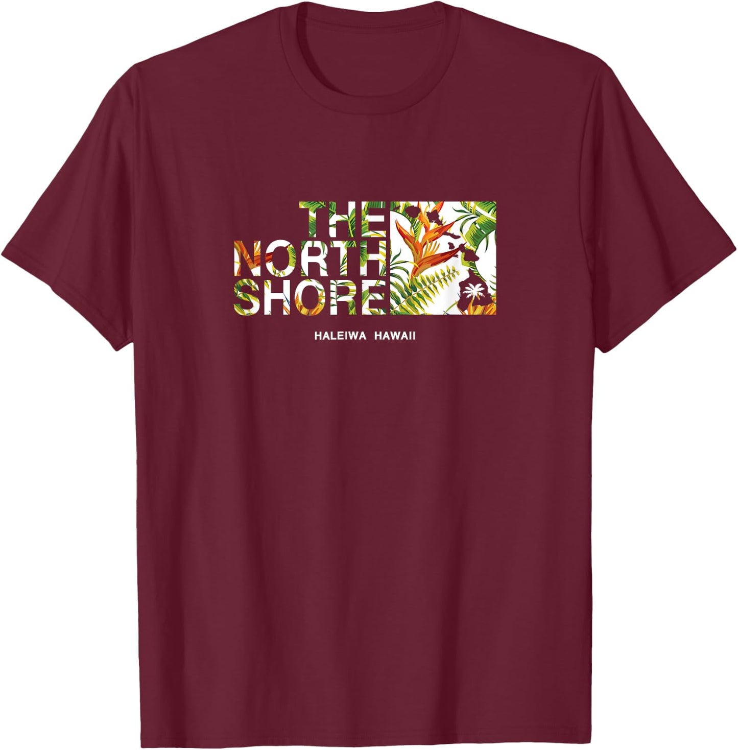 Hawaii North Shore Haleiwa Bird of Paradise T-Shirt - T-Shirt | Maroon