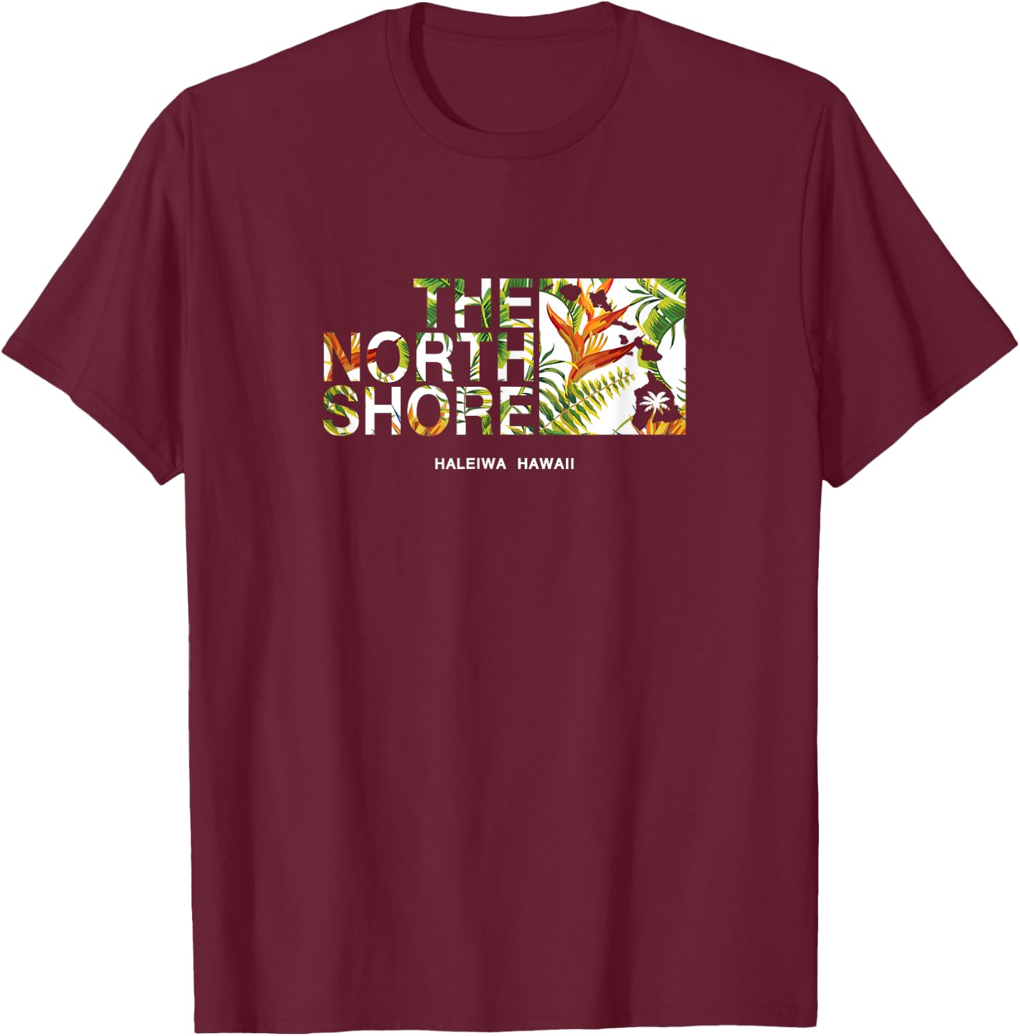 Hawaii North Shore Haleiwa Bird of Paradise T-Shirt - T-Shirt | Maroon