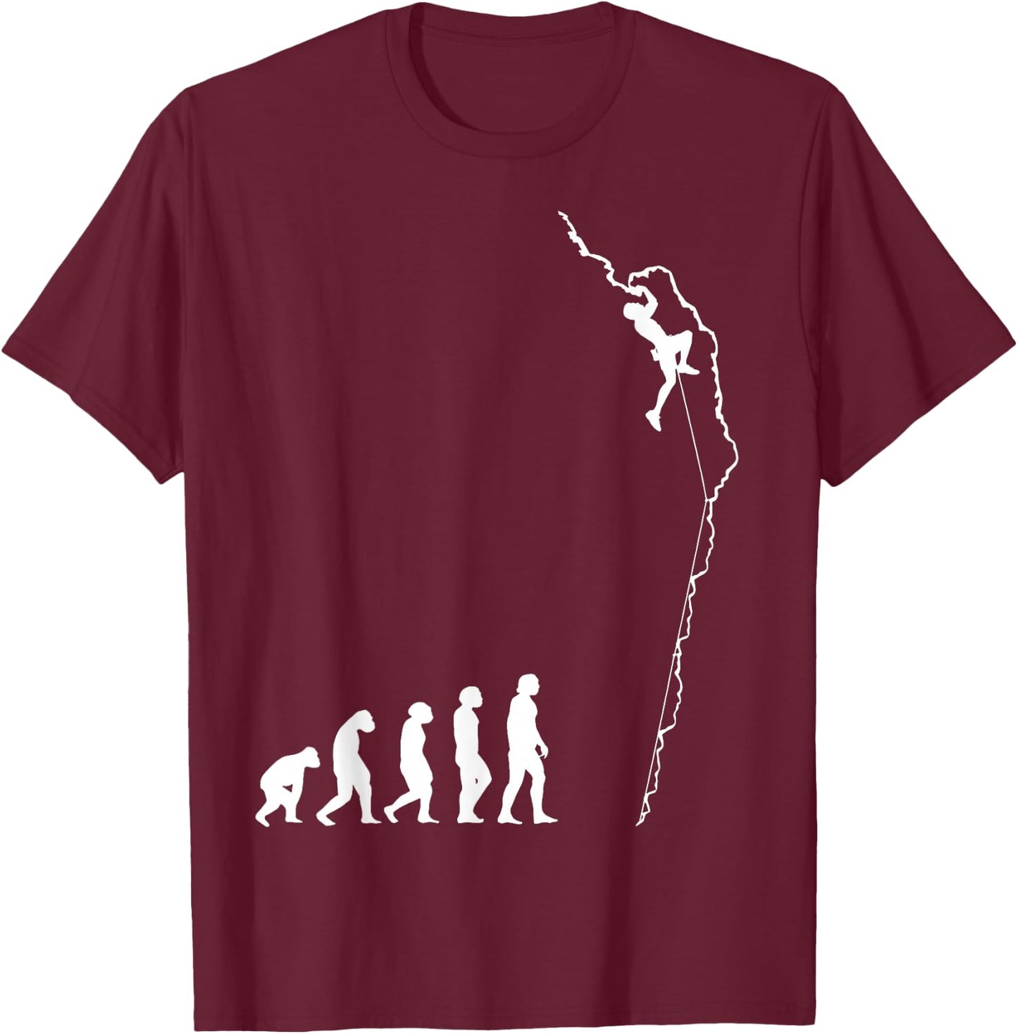 Climbing Evolution - Fun Bouldering Rock Climber T-Shirt - T-Shirt | Maroon