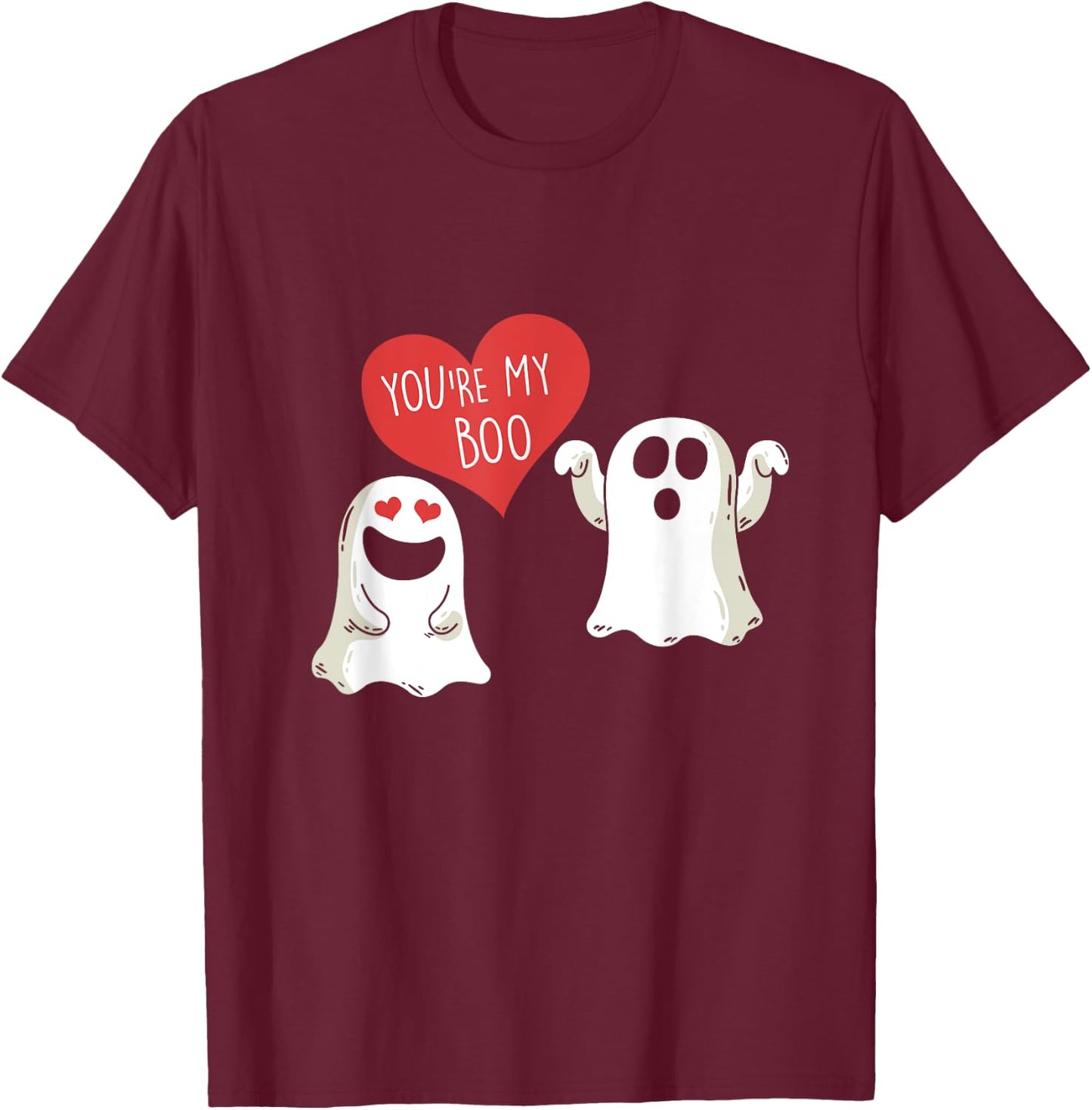 Cute Ghost Couple Boo To You Halloween Du bist mein Boo T-Shirt - T-Shirt | Maroon