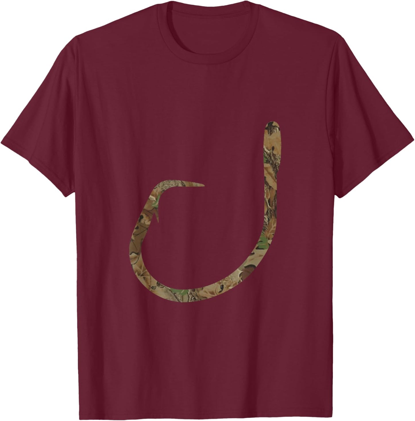 Camo Catfish Circle Hook Fishing Camouflage Fish Fishing T-Shirt - T-Shirt | Maroon