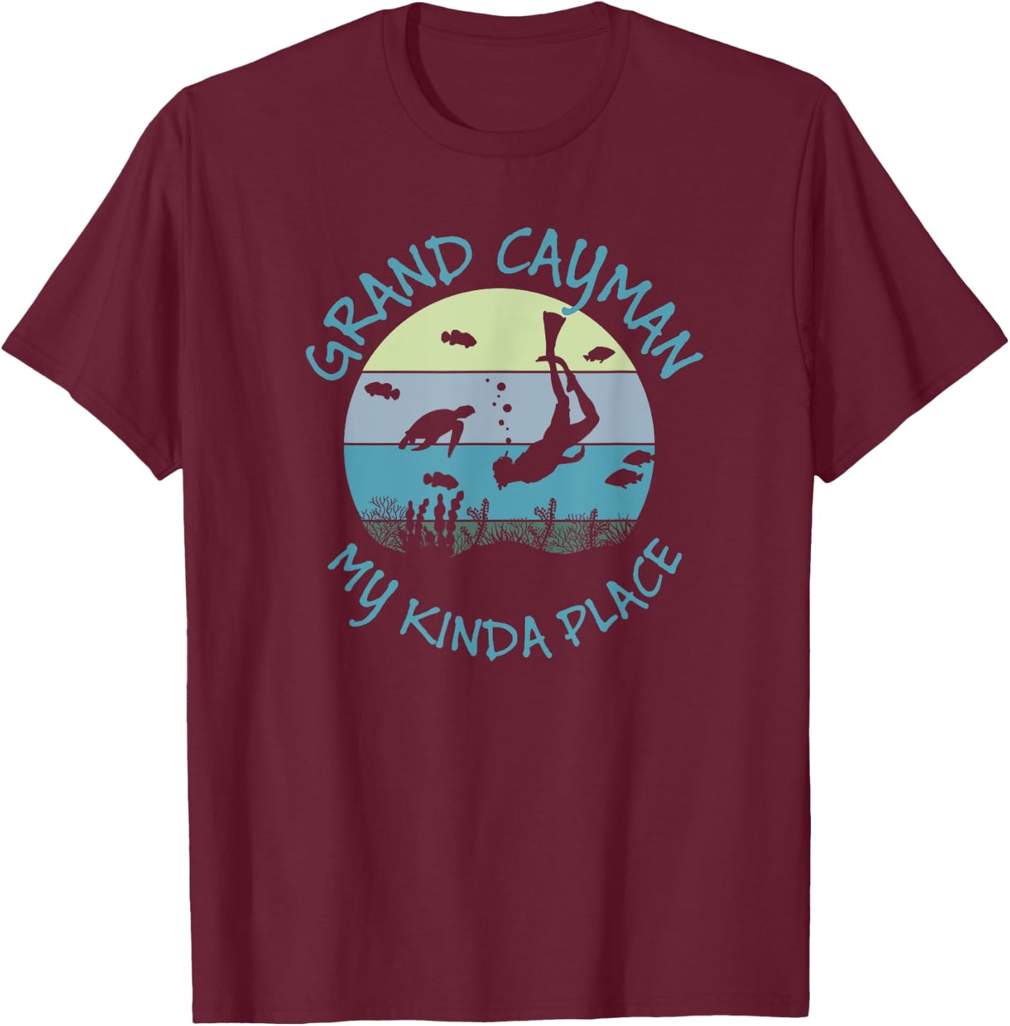 Grand Cayman Vintage Summer Vacation Diving And Scuba Gift T-Shirt - T-Shirt | Maroon