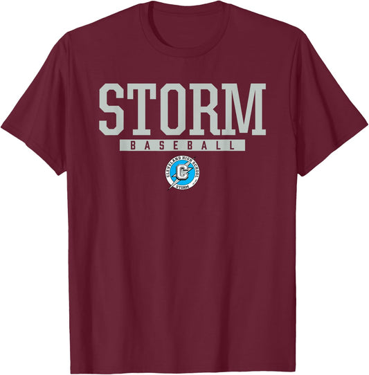 Cleveland Storm Logo Baseball HS T-Shirt - T-Shirt | Maroon