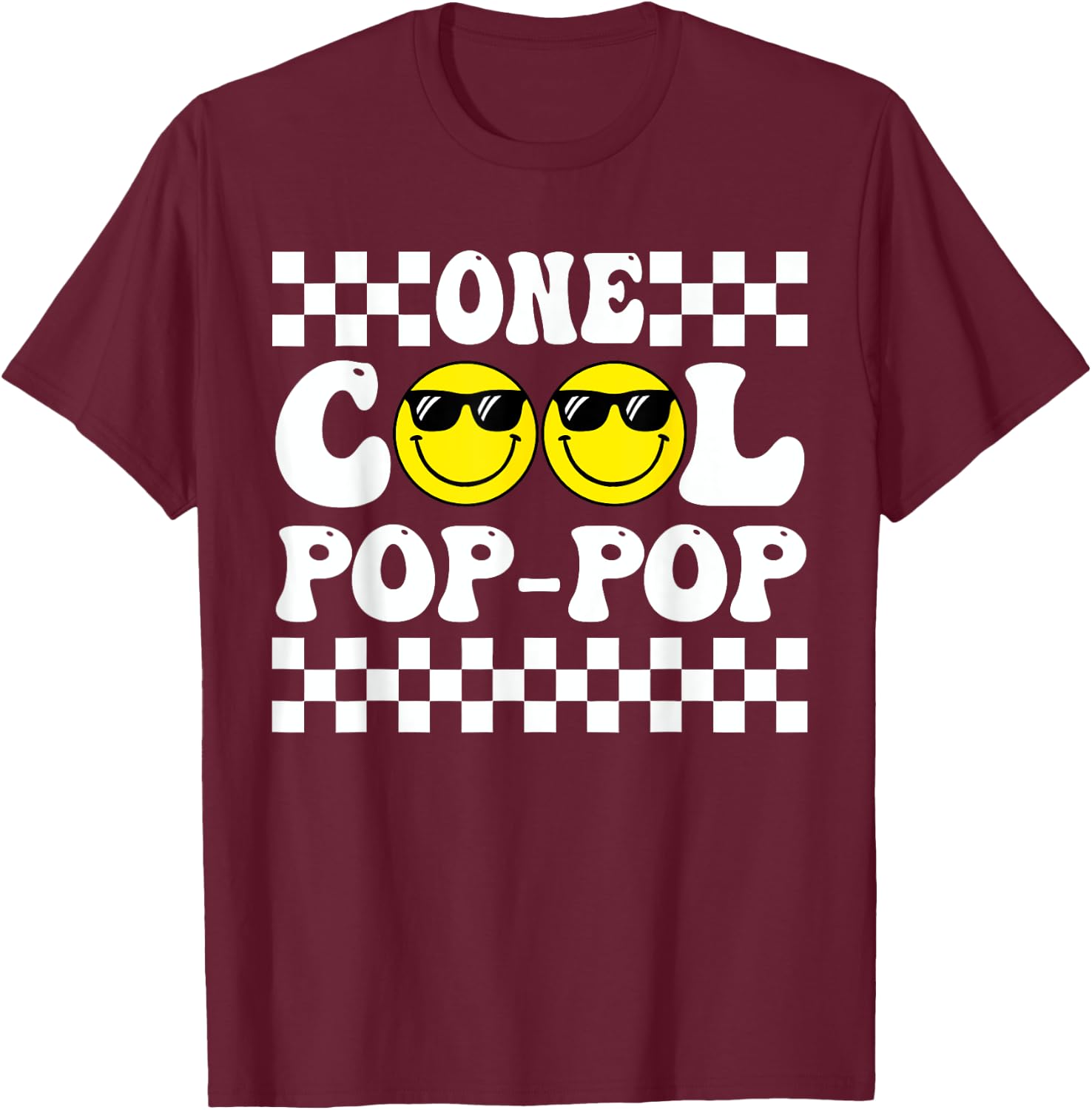 One Happy Dude 1st Birthday One Cool Pop Pop Family Matching T-Shirt - T-Shirt | Maroon