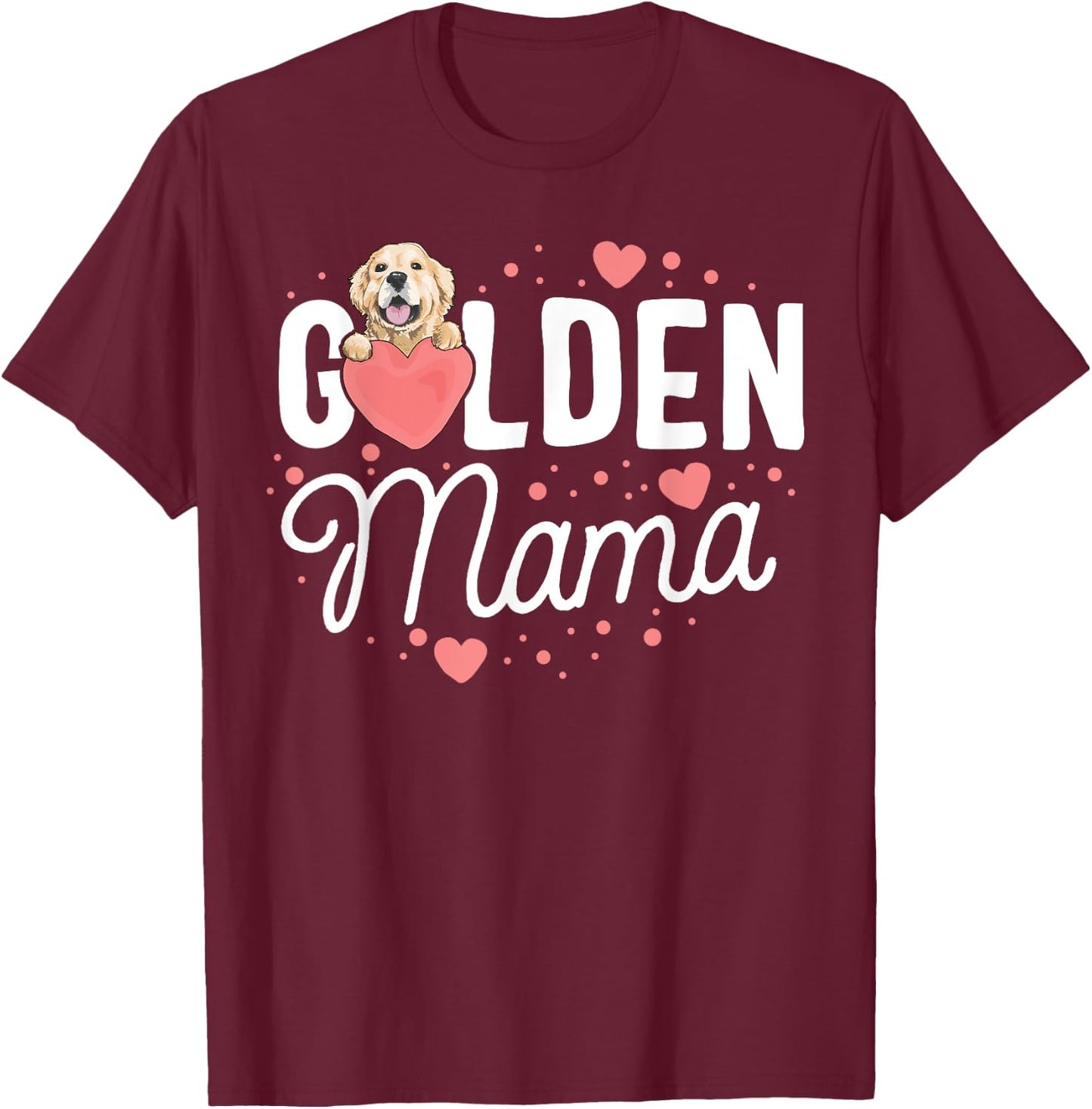 Golden Retriever Mama Gift Heart Lover Mom Mother Women T-Shirt - T-Shirt | Maroon