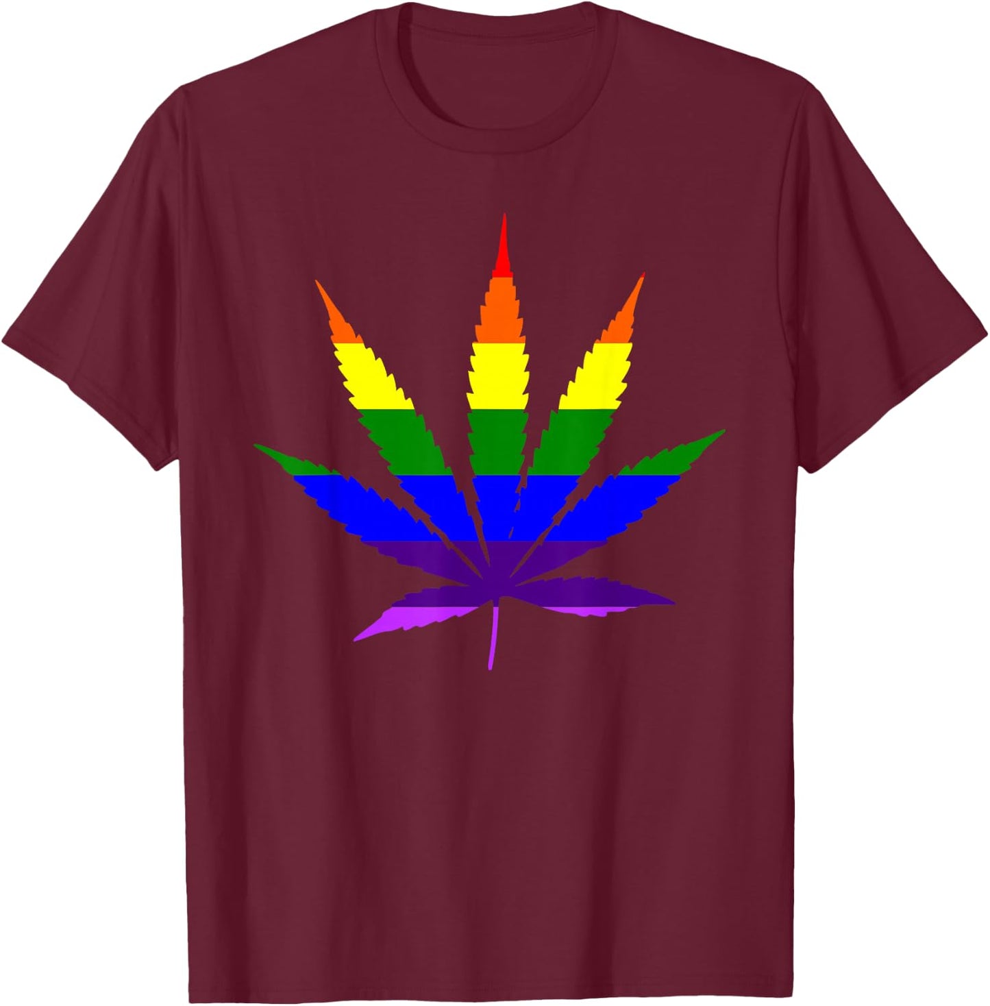 Rainbow Marijuana Leaf Pot Leaf Pride Shirt T-Shirt - T-Shirt | Maroon