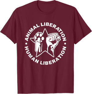 Animal Liberation Human Liberation Animal Rights T-Shirt - T-Shirt | Maroon
